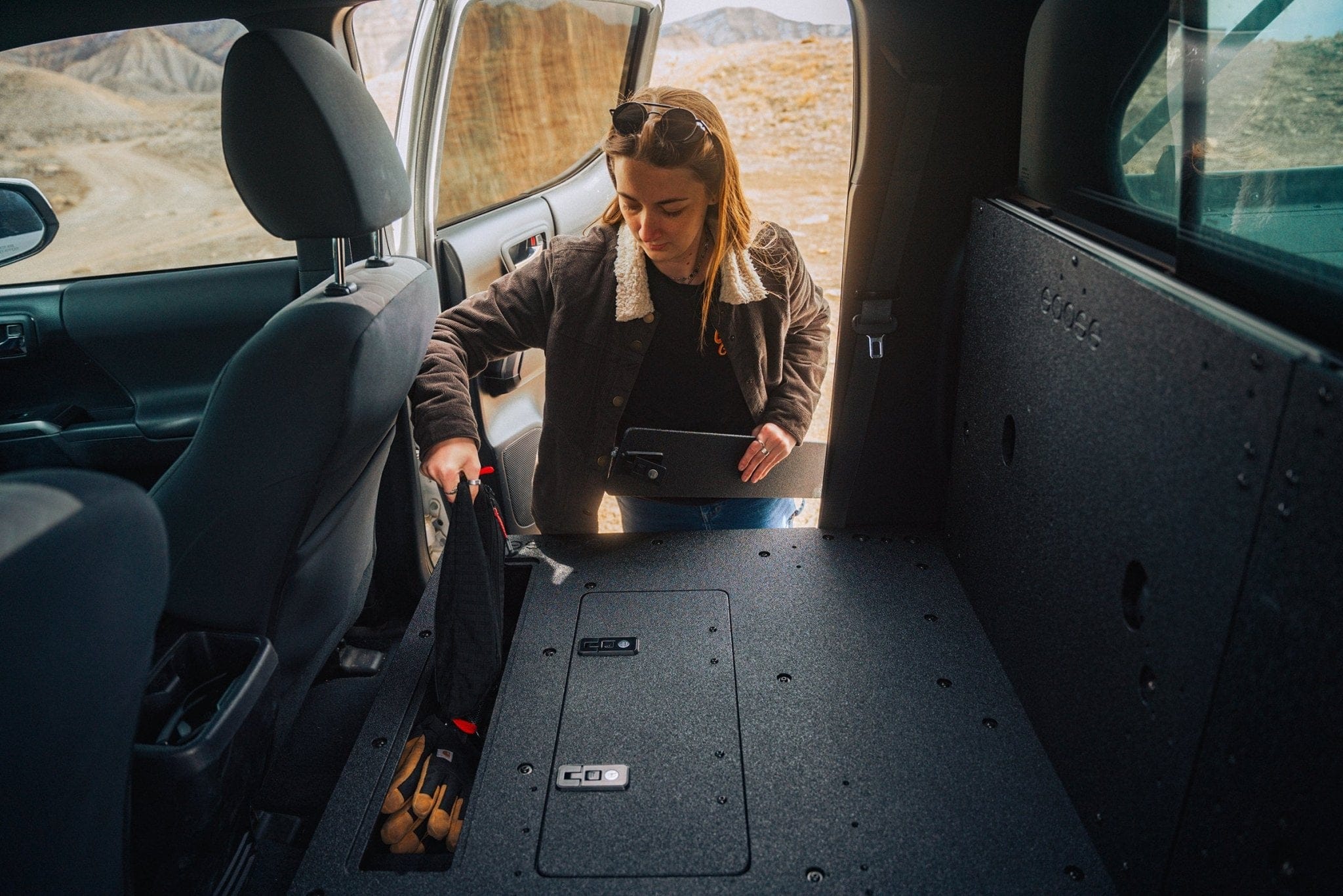 Goose Gear Seat Delete Plate System Toyota Tacoma 2005-2023 2nd and 3rd Gen Double Cab Version 2 - Second Row Seat Delete Plate System