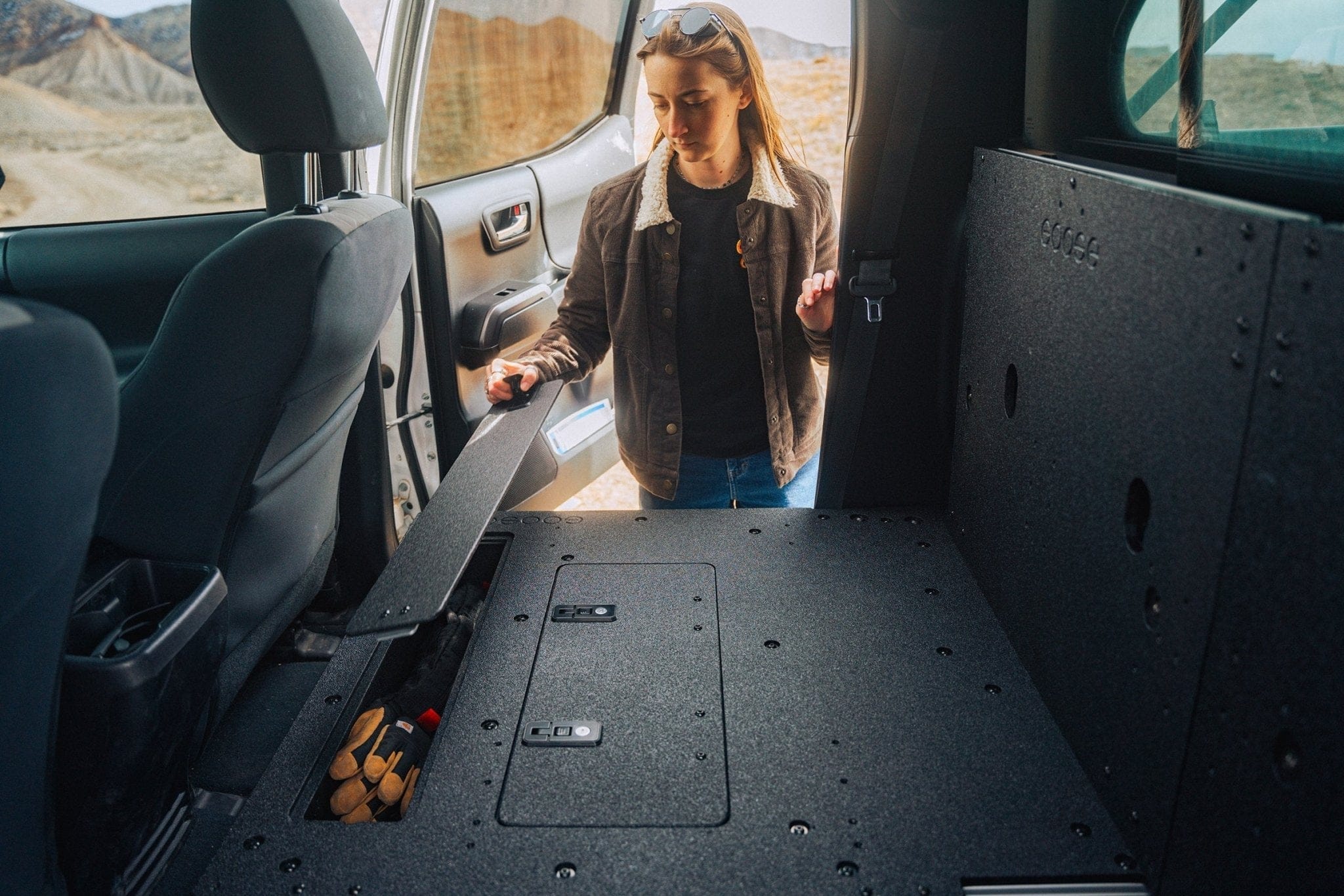 Goose Gear Seat Delete Plate System Toyota Tacoma 2005-2023 2nd and 3rd Gen Double Cab Version 2 - Second Row Seat Delete Plate System