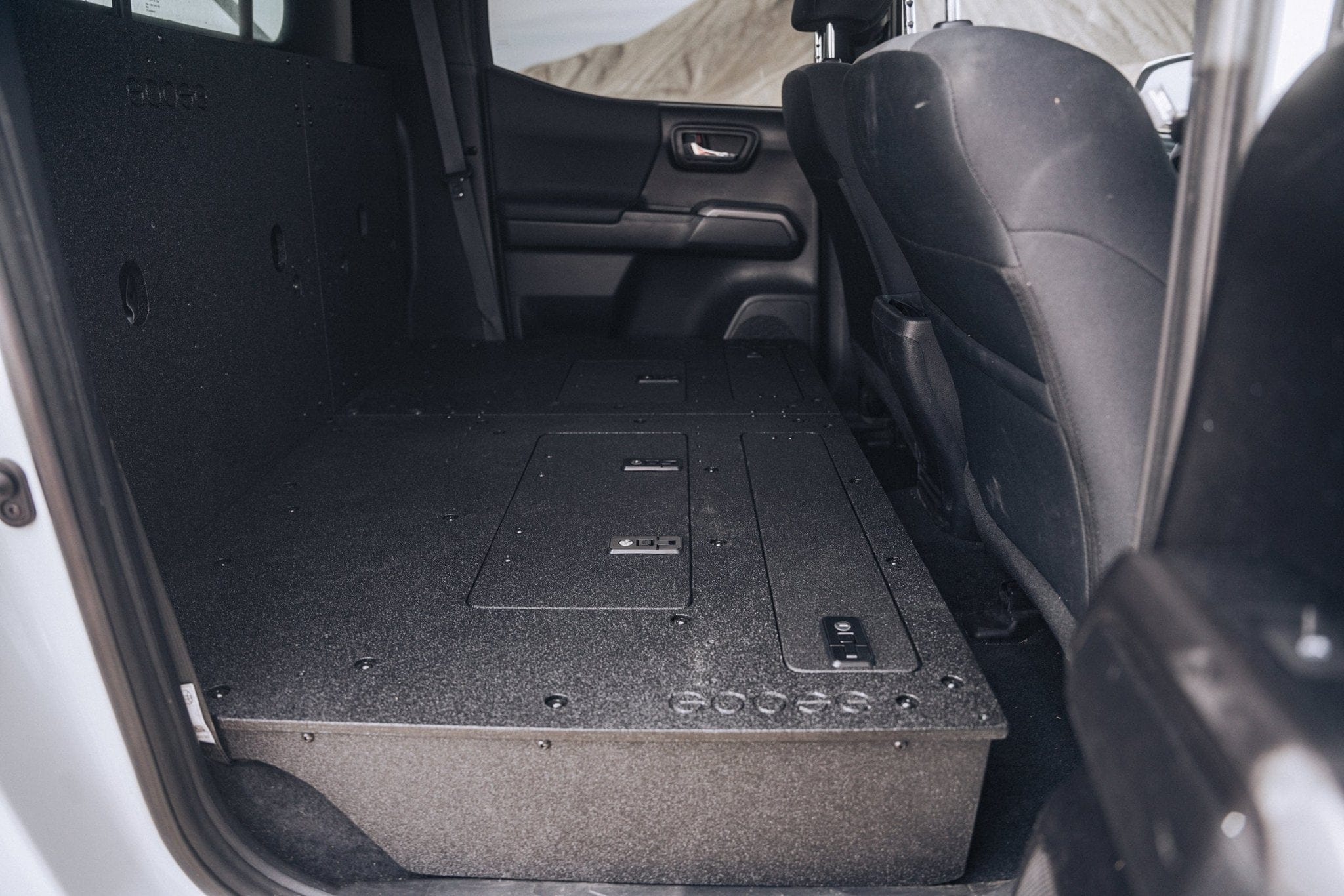 Goose Gear Seat Delete Plate System Toyota Tacoma 2005-2023 2nd and 3rd Gen Double Cab Version 2 - Second Row Seat Delete Plate System