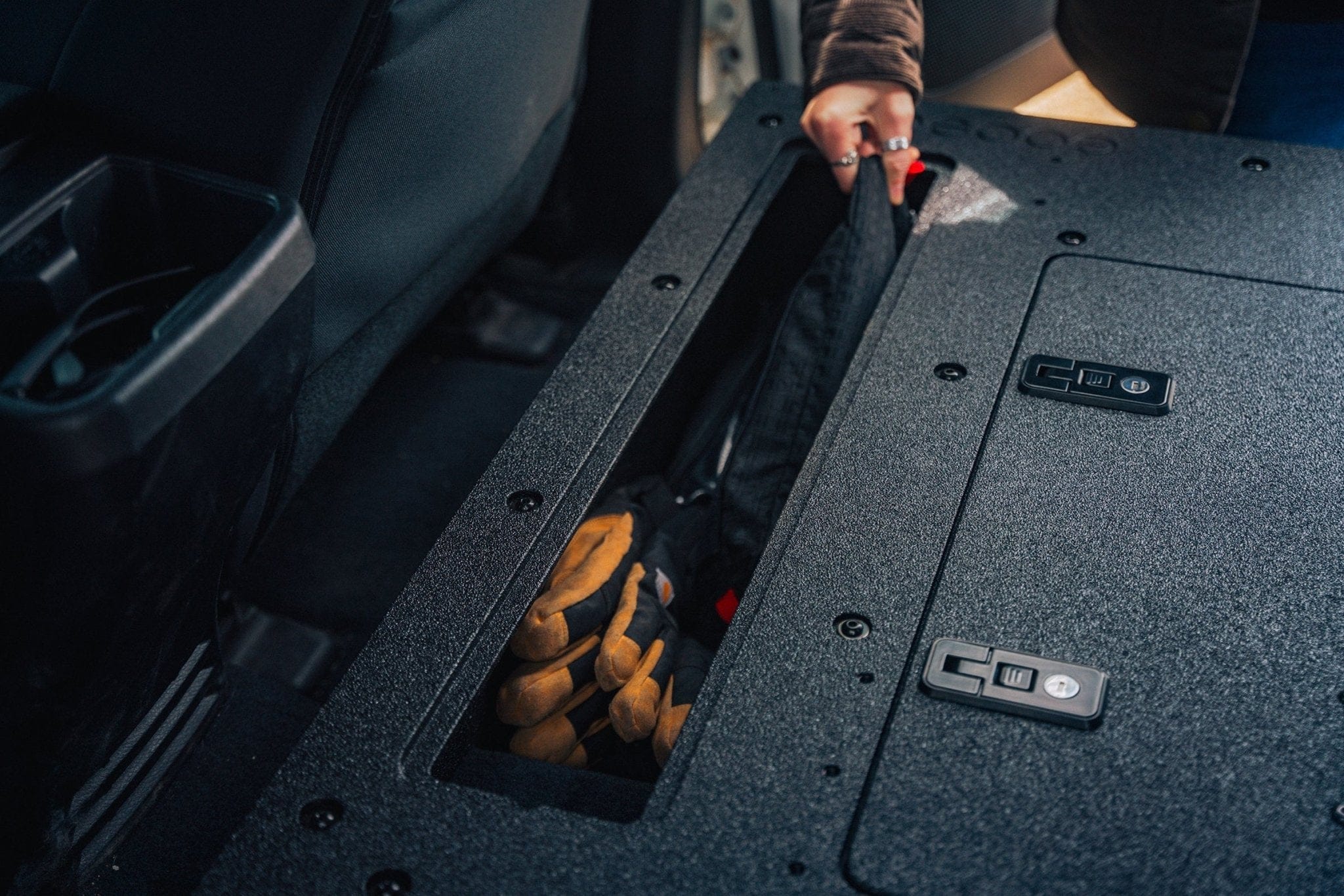 Goose Gear Seat Delete Plate System Toyota Tacoma 2005-2023 2nd and 3rd Gen Double Cab Version 2 - Second Row Seat Delete Plate System