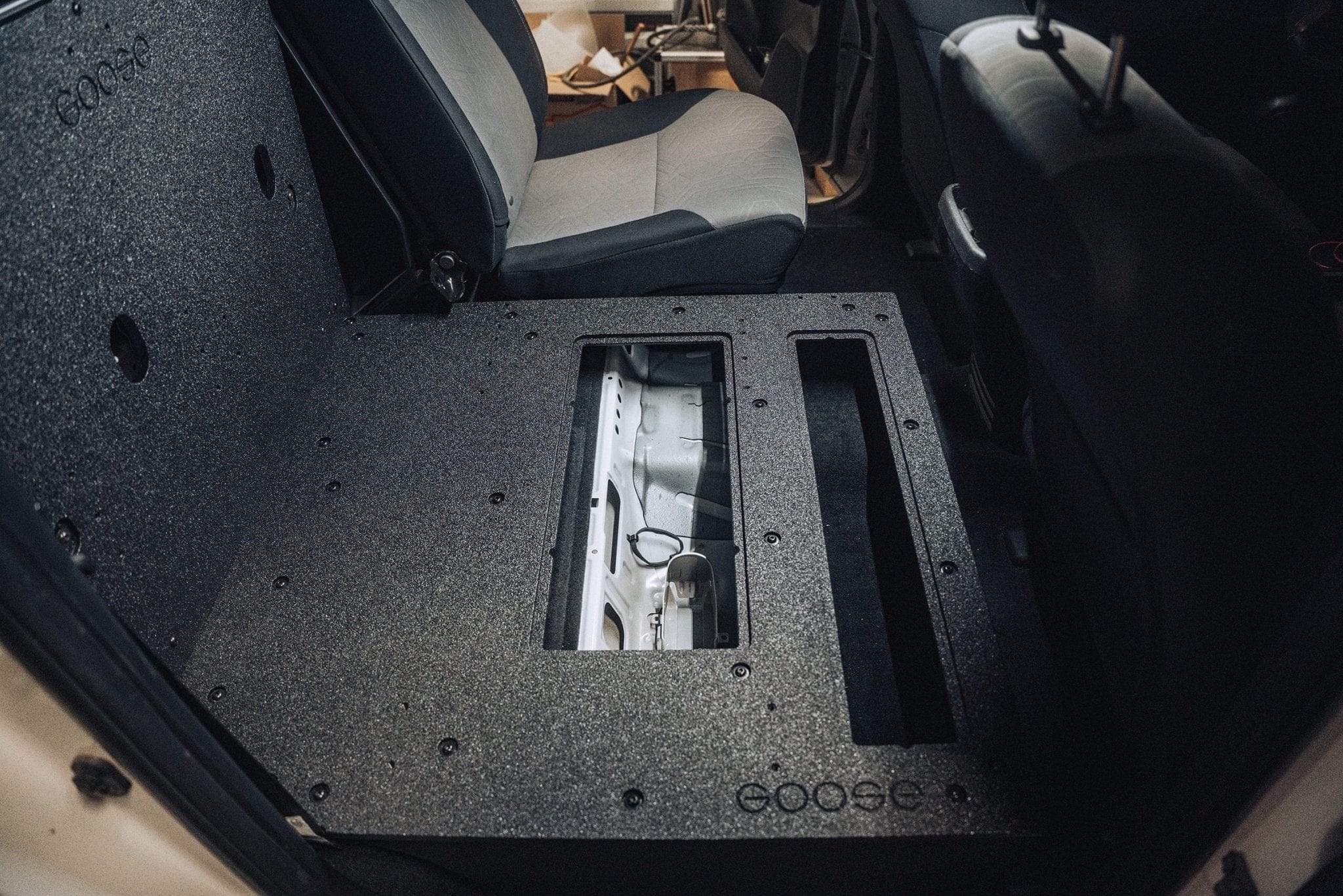 Goose Gear Seat Delete Plate System Toyota Tacoma 2005-2023 2nd and 3rd Gen Double Cab Version 2 - Second Row Seat Delete Plate System