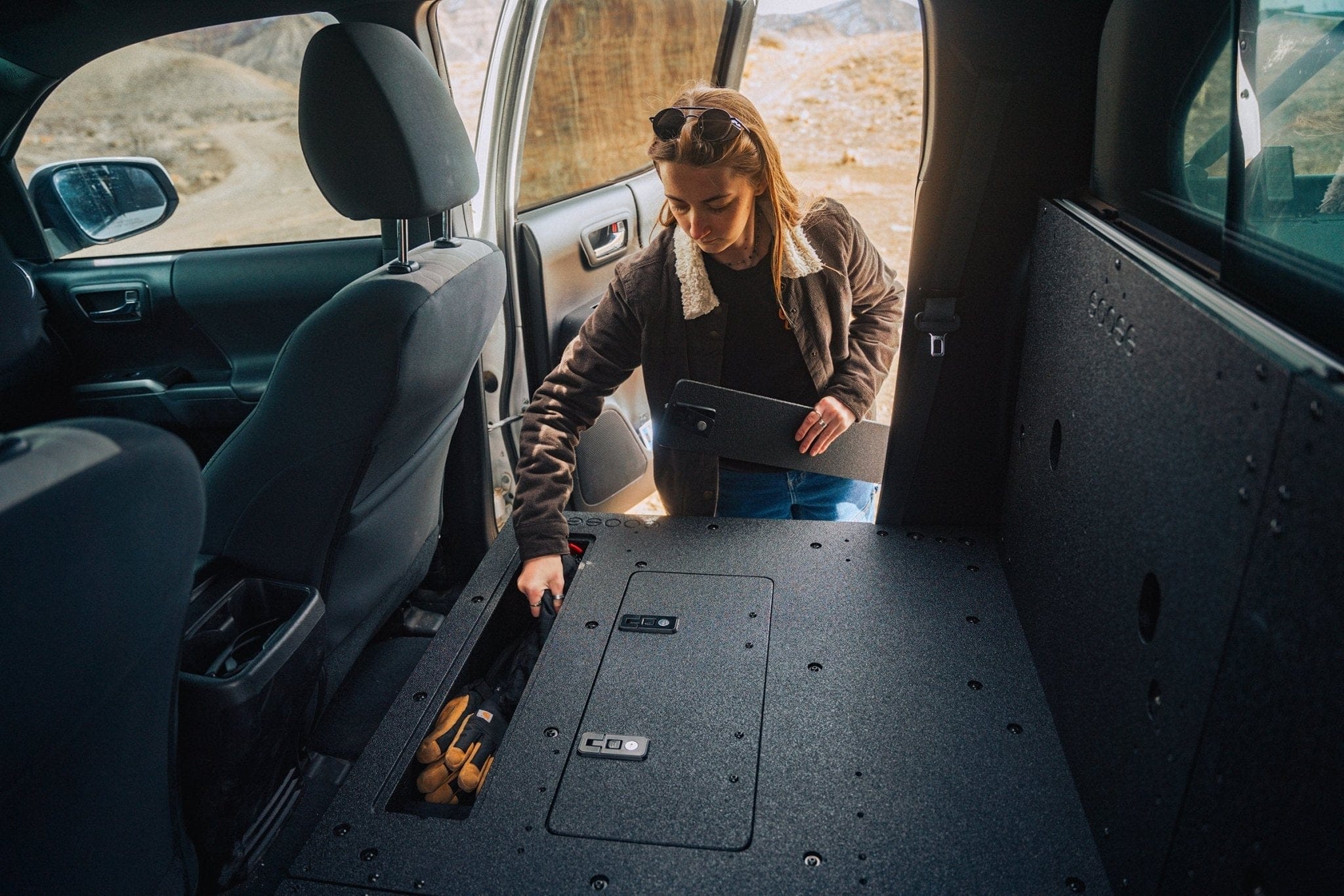 Goose Gear Seat Delete Plate System Toyota Tacoma 2005-2023 2nd and 3rd Gen Double Cab Version 2 - Second Row Seat Delete Plate System