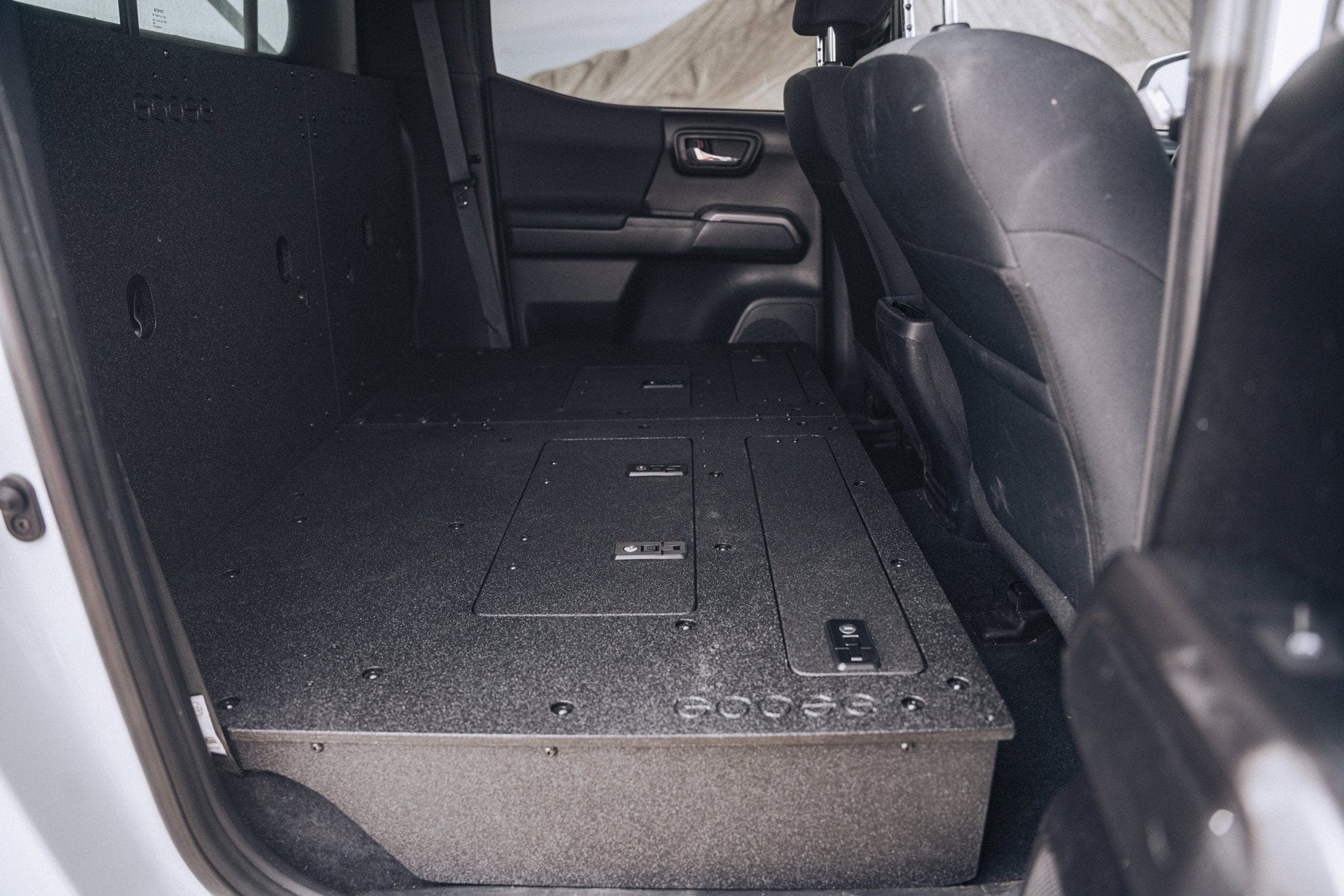 Goose Gear Seat Delete Plate System Toyota Tacoma 2005-2023 2nd and 3rd Gen Double Cab Version 2 - Second Row Seat Delete Plate System