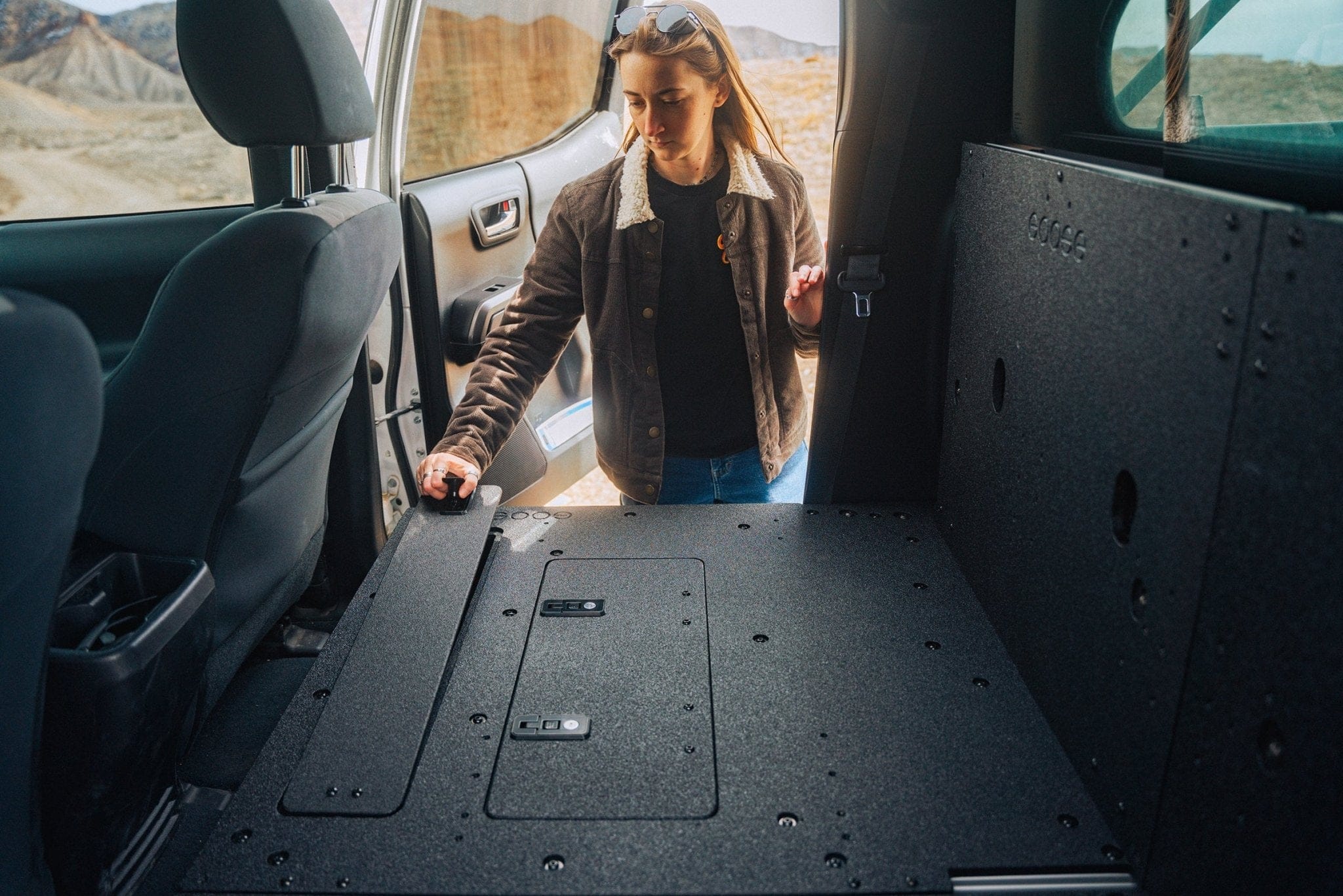 Goose Gear Seat Delete Plate System Toyota Tacoma 2005-2023 2nd and 3rd Gen Double Cab Version 2 - Second Row Seat Delete Plate System