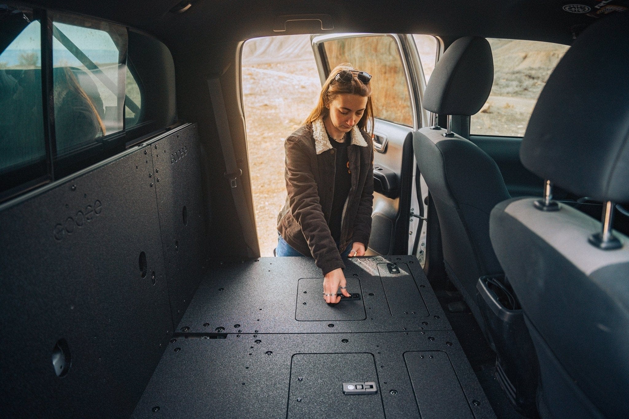 Goose Gear Seat Delete Plate System Toyota Tacoma 2005-2023 2nd and 3rd Gen Double Cab Version 2 - Second Row Seat Delete Plate System