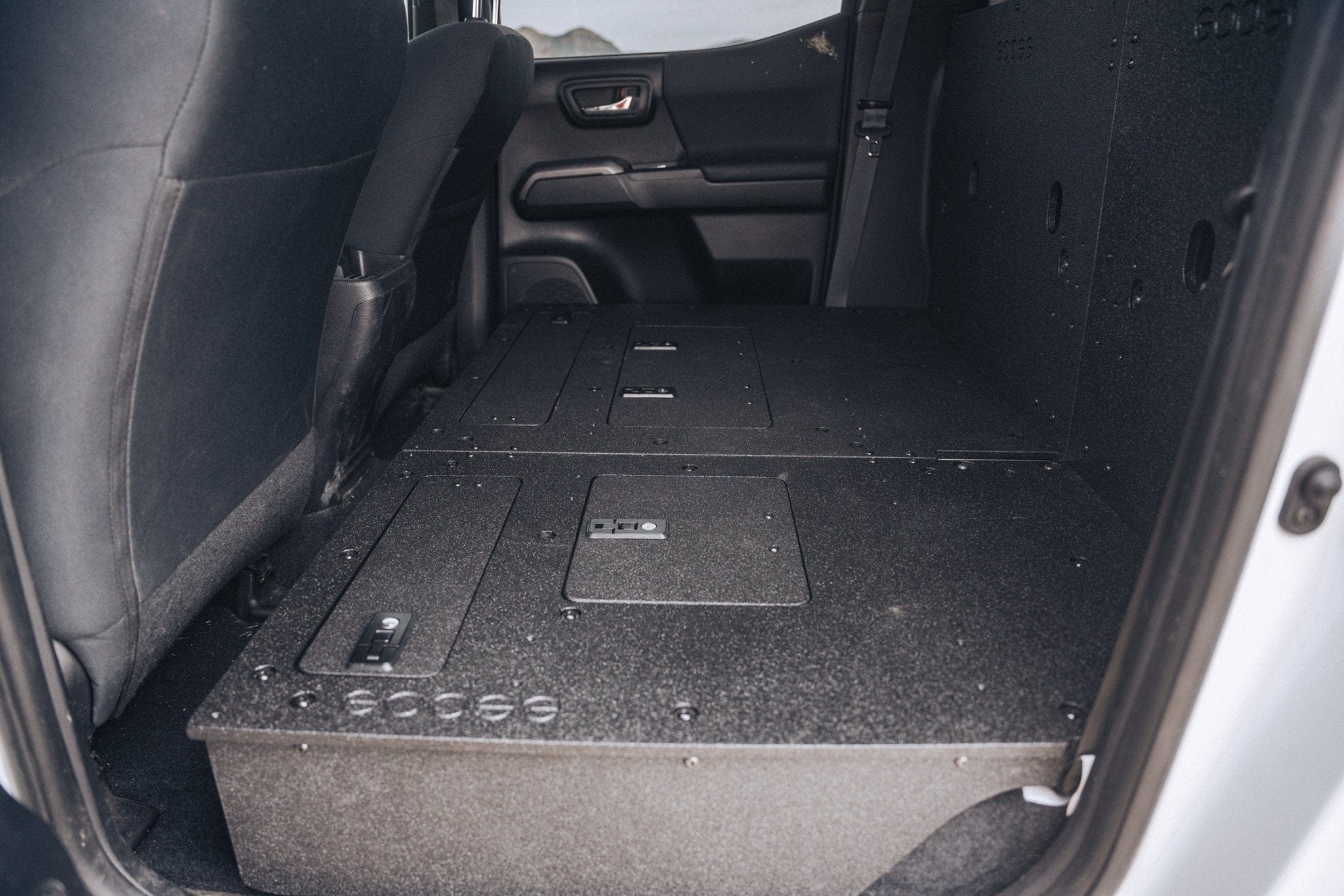 Goose Gear Seat Delete Plate System Toyota Tacoma 2005-2023 2nd and 3rd Gen Double Cab Version 2 - Second Row Seat Delete Plate System