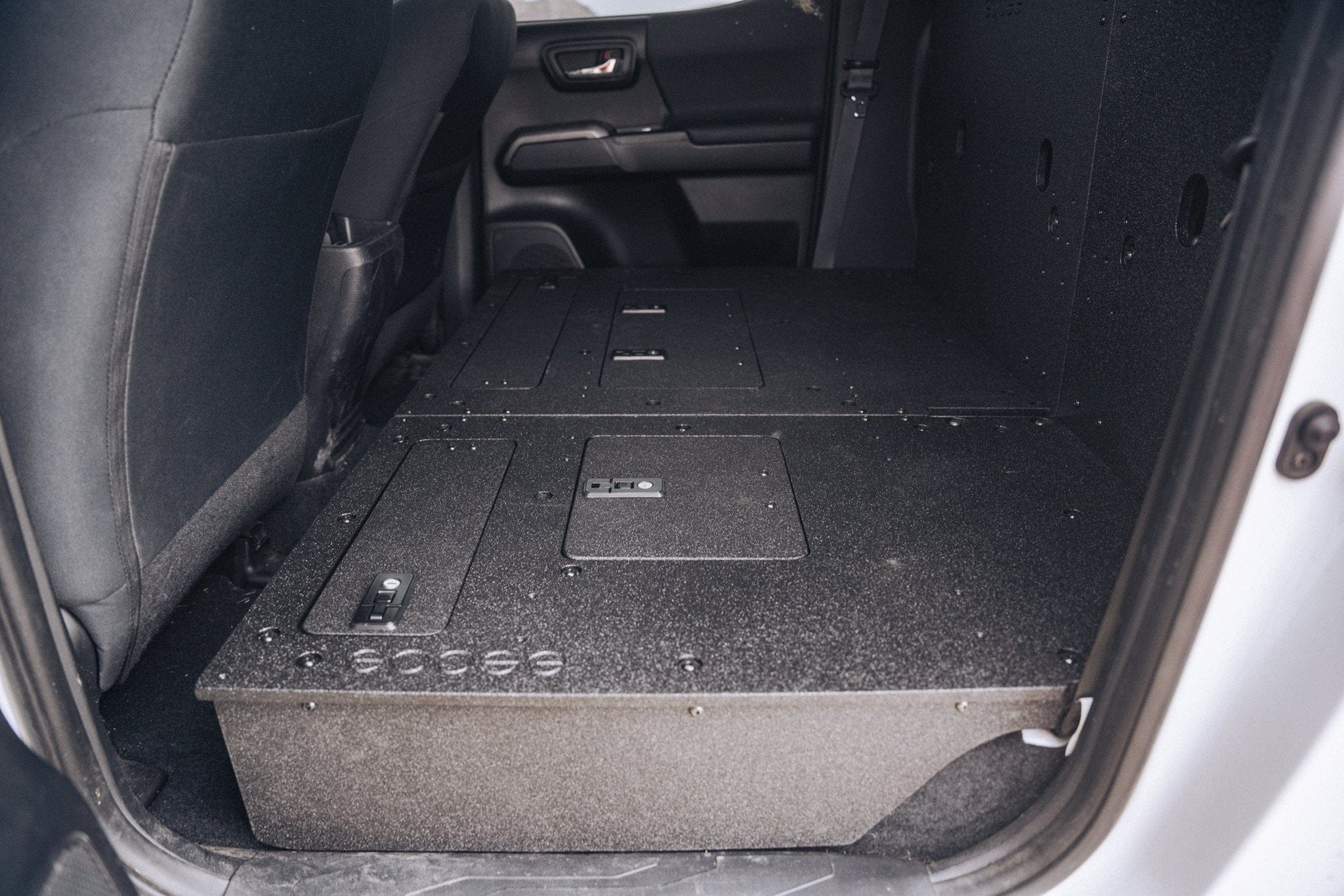 Goose Gear Seat Delete Plate System Toyota Tacoma 2005-2023 2nd and 3rd Gen Double Cab Version 2 - Second Row Seat Delete Plate System