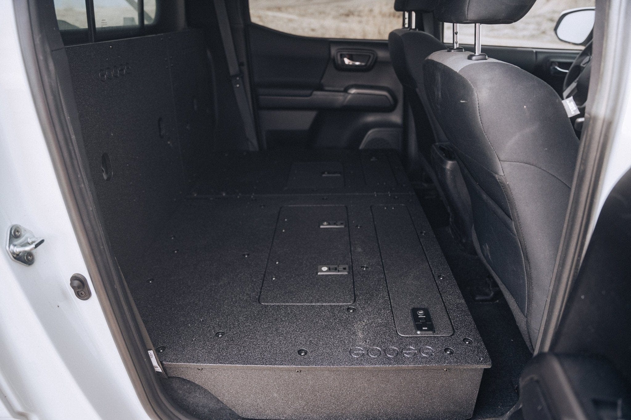 Goose Gear Seat Delete Plate System Toyota Tacoma 2005-2023 2nd and 3rd Gen Double Cab Version 2 - Second Row Seat Delete Plate System