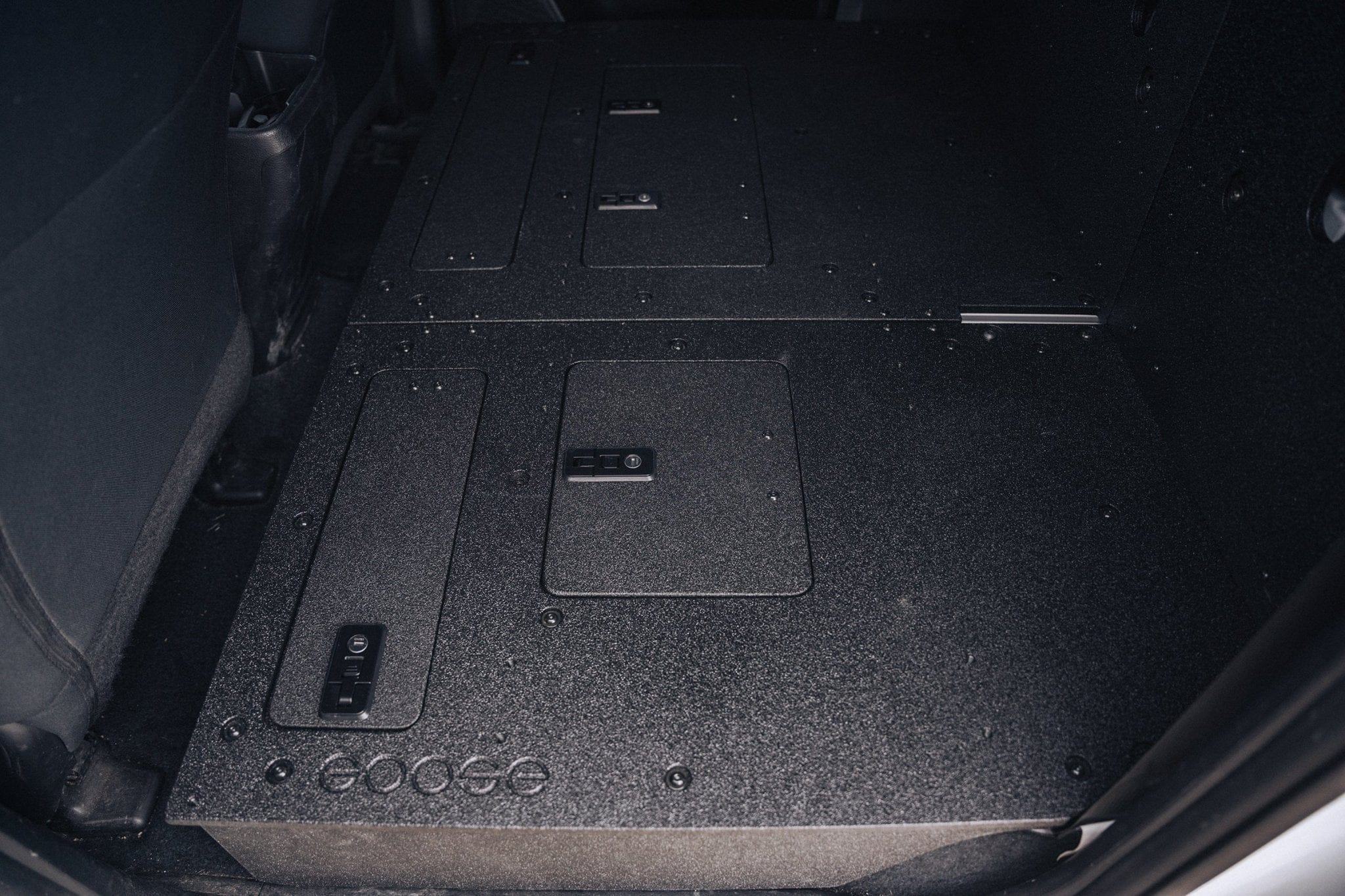 Goose Gear Seat Delete Plate System Toyota Tacoma 2005-2023 2nd and 3rd Gen Double Cab Version 2 - Second Row Seat Delete Plate System