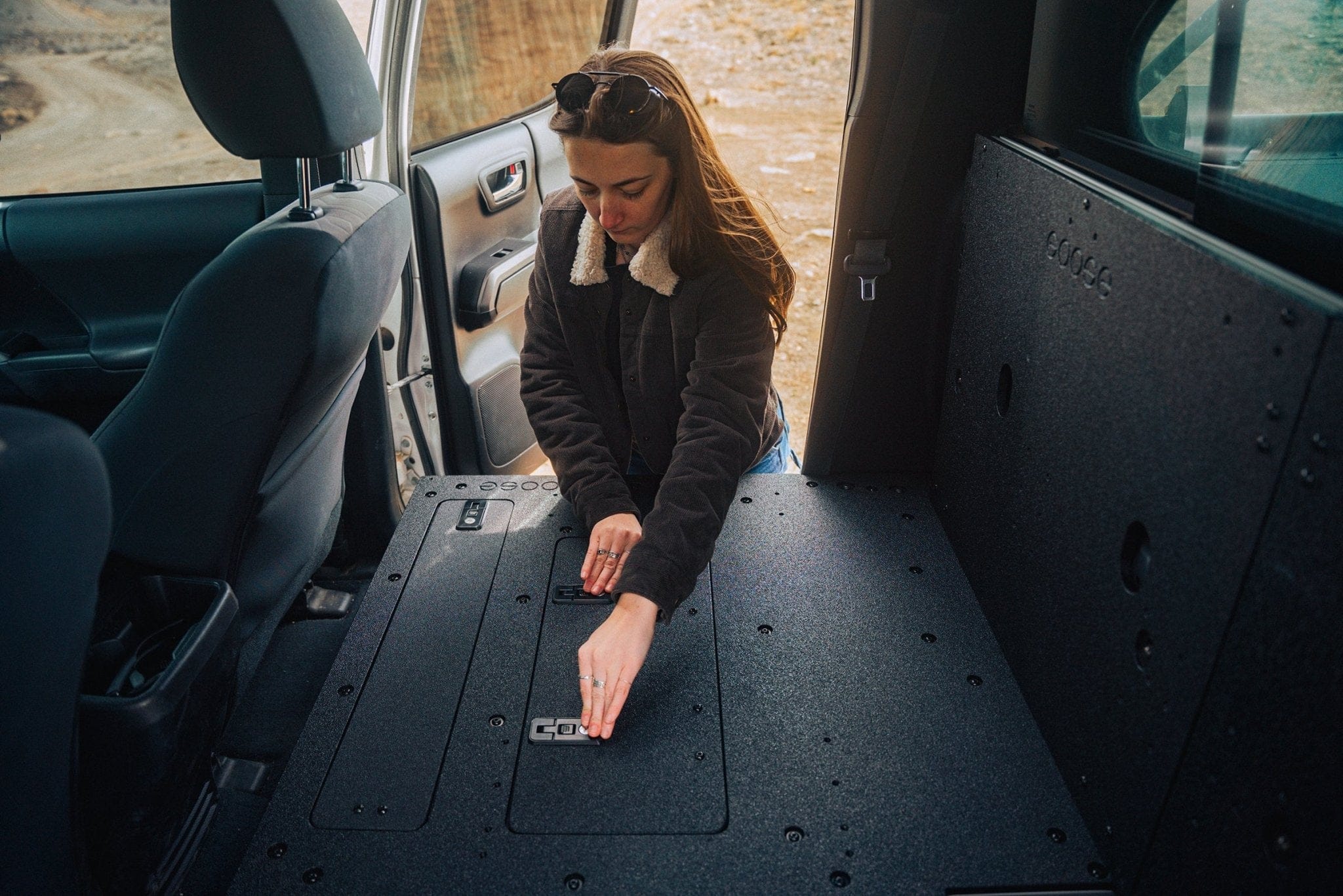 Goose Gear Seat Delete Plate System Toyota Tacoma 2005-2023 2nd and 3rd Gen Double Cab Version 2 - Second Row Seat Delete Plate System