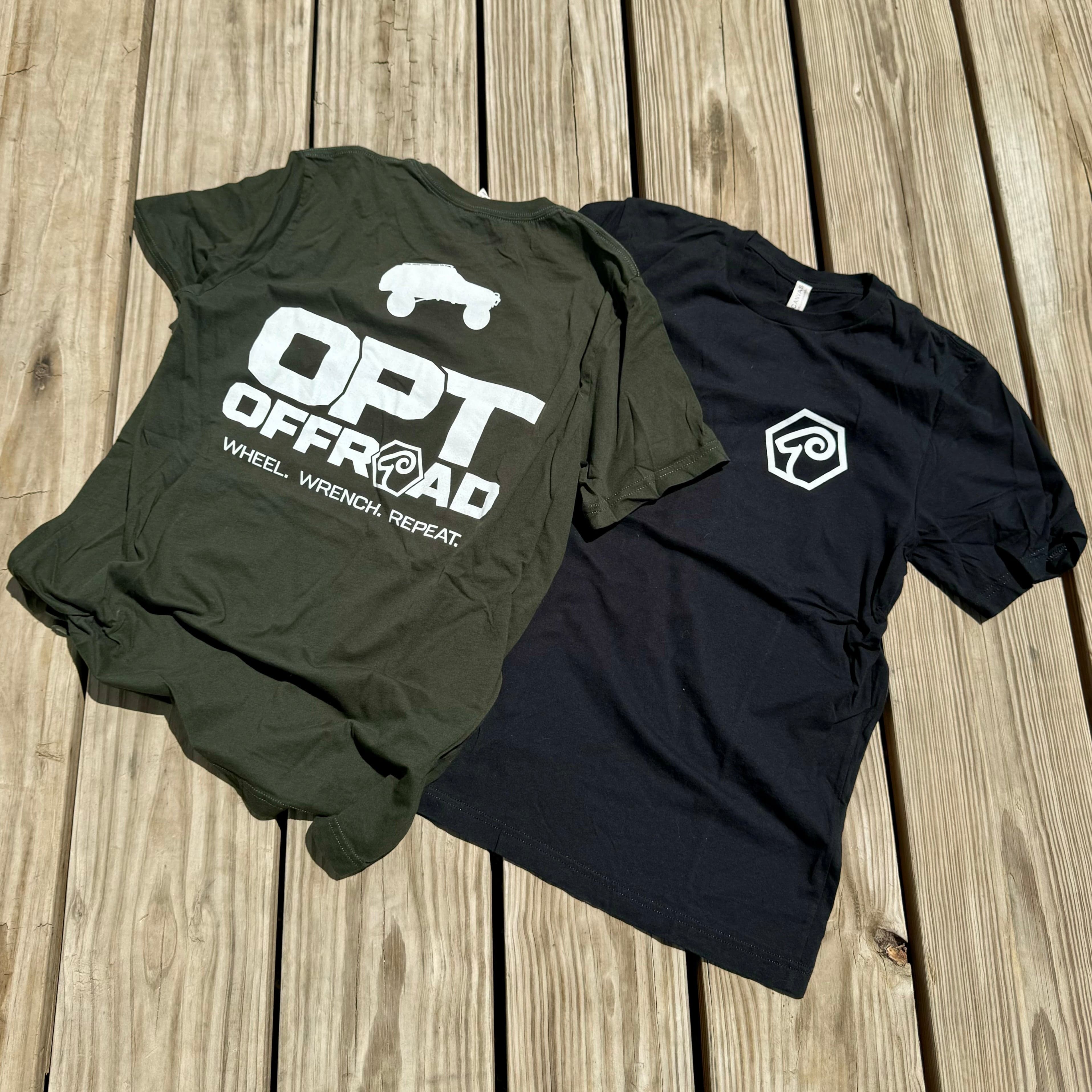 Opt Offroad Merch New Logo T-Shirt (Black or Dark Olive)
