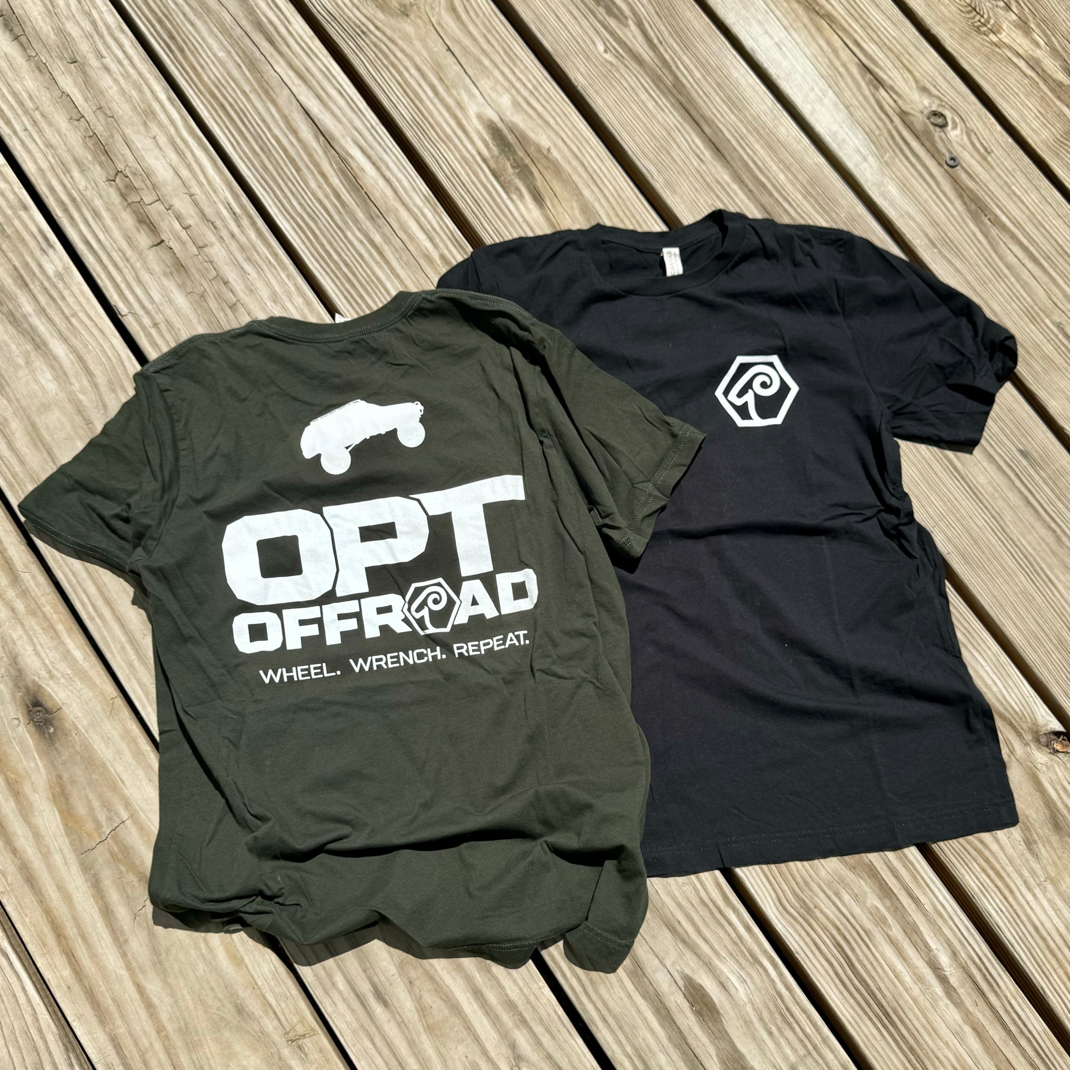 Opt Offroad Merch New Logo T-Shirt (Black or Dark Olive)