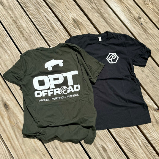 Opt Offroad Merch New Logo T-Shirt (Black or Dark Olive)