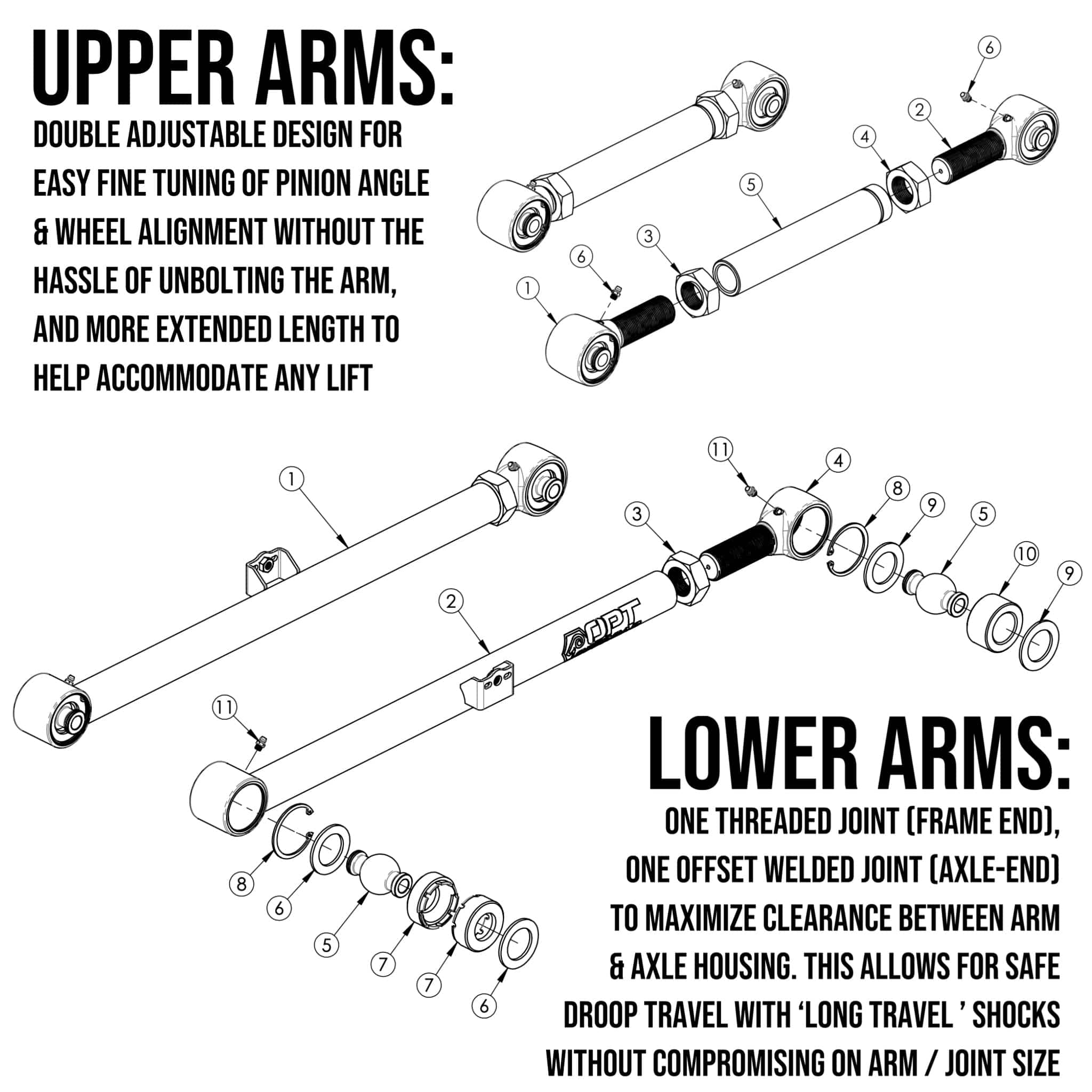 Opt Offroad Rear Control Arms Rear Adjustable Control Arms (01-07 Sequoia)