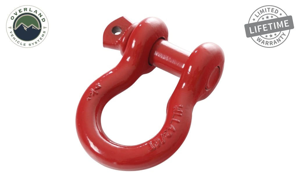 Overland Vehicle Systems 19019904 Recovery Shackle 3/4 Inch 4.75 Ton Red Overland Vehicle Systems