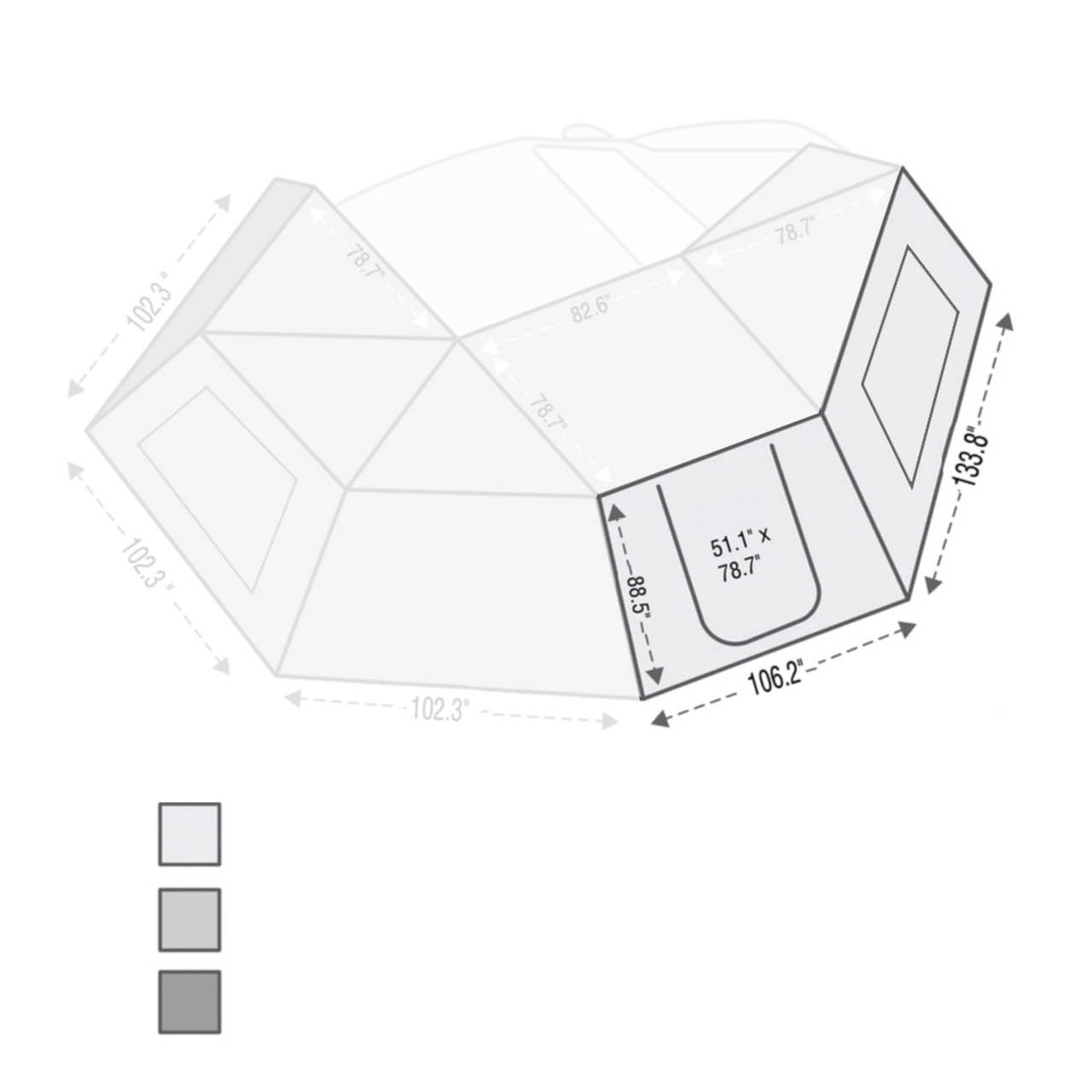 Overland Vehicle Systems 270 Awning Wall 1 Passenger Side Wall with Door & Window Overland Vehicle Systems