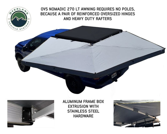 Overland Vehicle Systems 270 Degree Awning Free Standing - Nomadic 270 LT - Dark Gray Overland Vehicle Systems