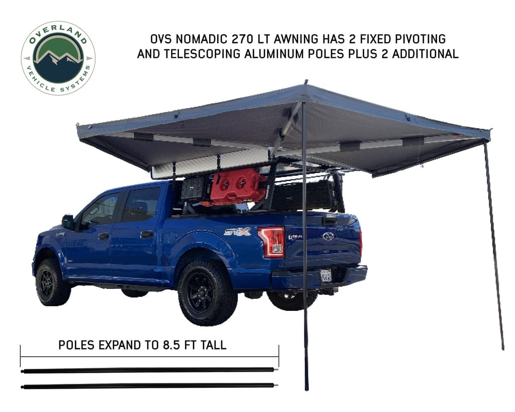Overland Vehicle Systems 270 Degree Awning Free Standing - Nomadic 270 LT - Dark Gray Overland Vehicle Systems