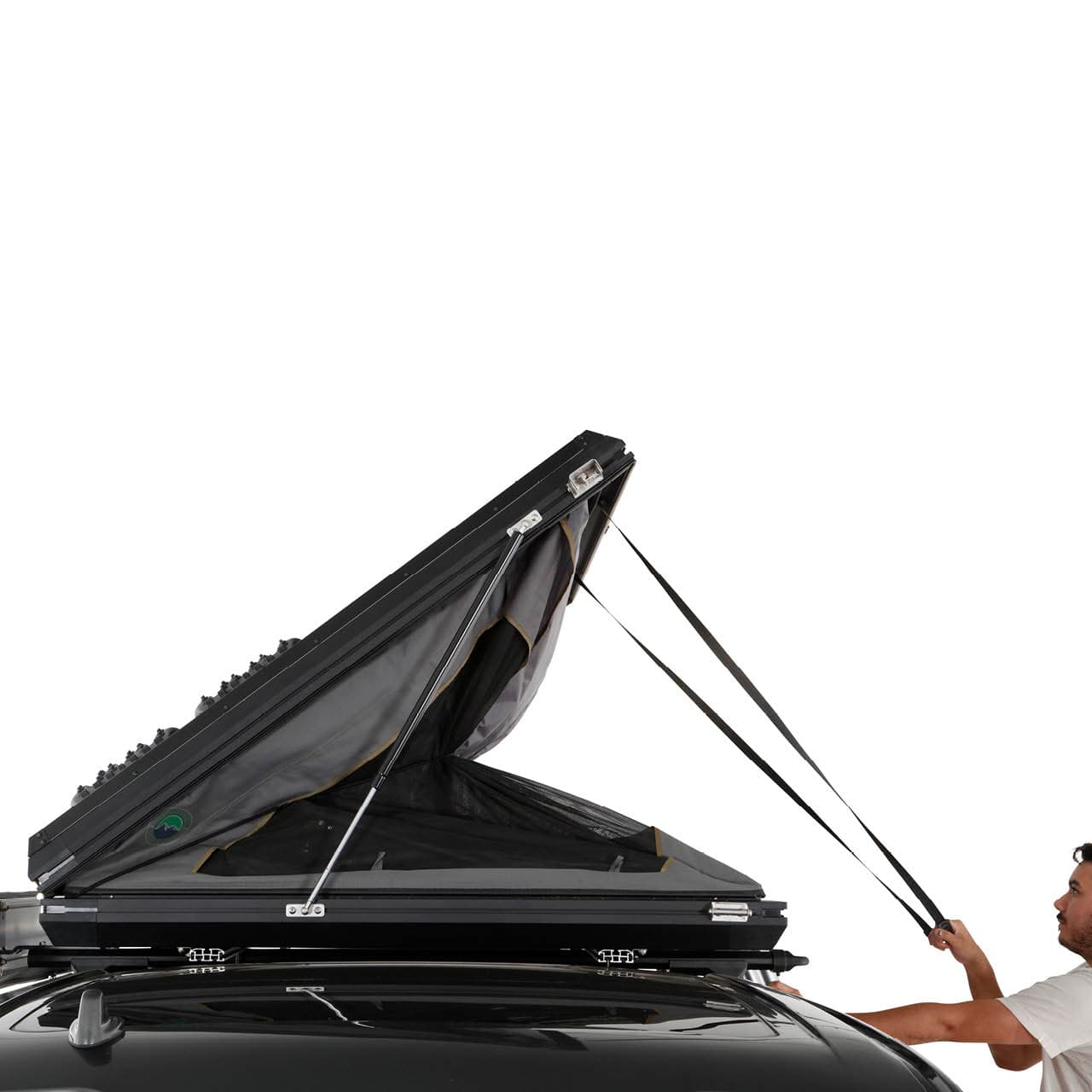 Overland Vehicle Systems Aluminum Clam Shell Roof Top Tent Sidewinder Side Opening Overland Vehicle Systems