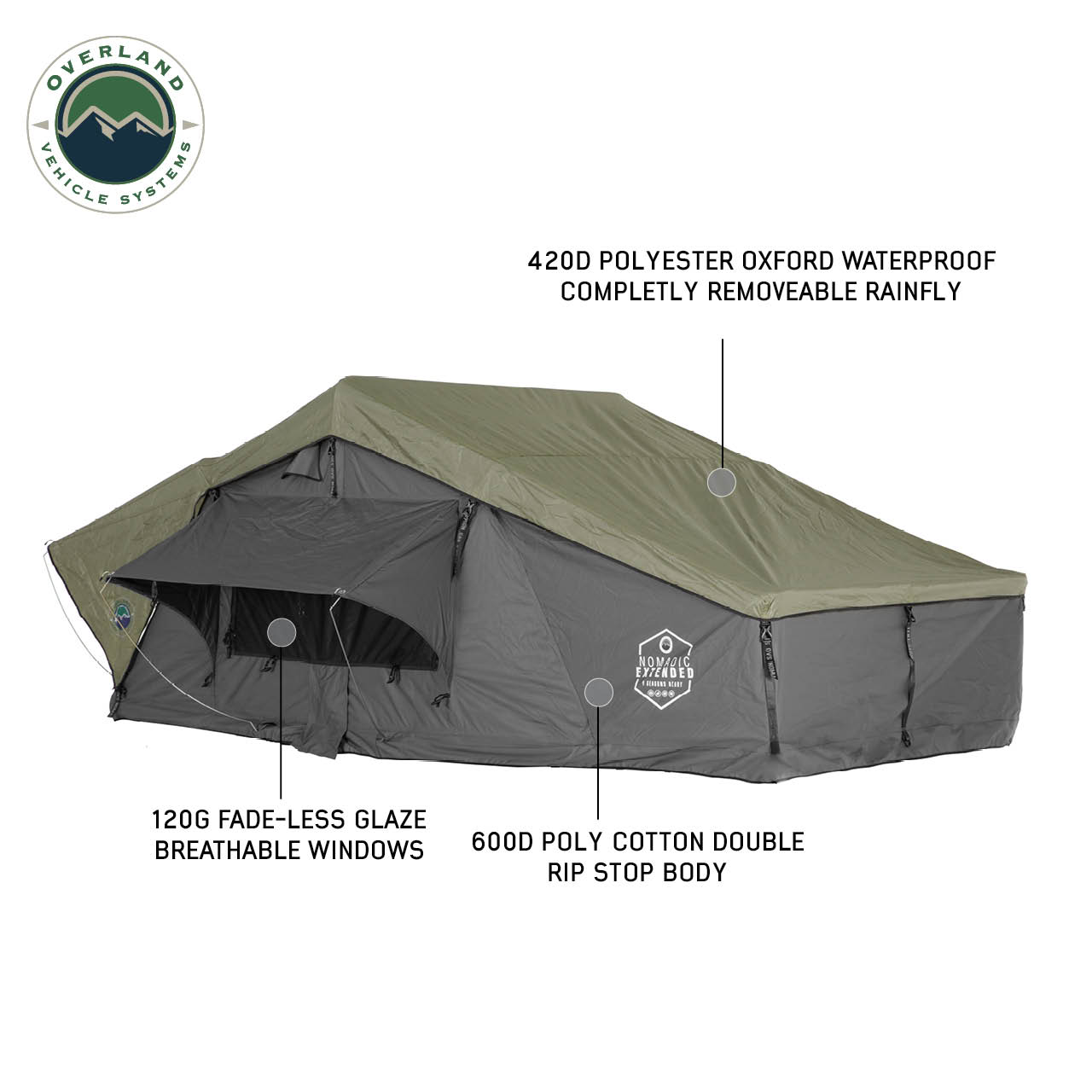 Overland Vehicle Systems Best Roof Top Tent 3 Person Nomadic 3 Ext. Roof Top Tent Overland Vehicle Systems