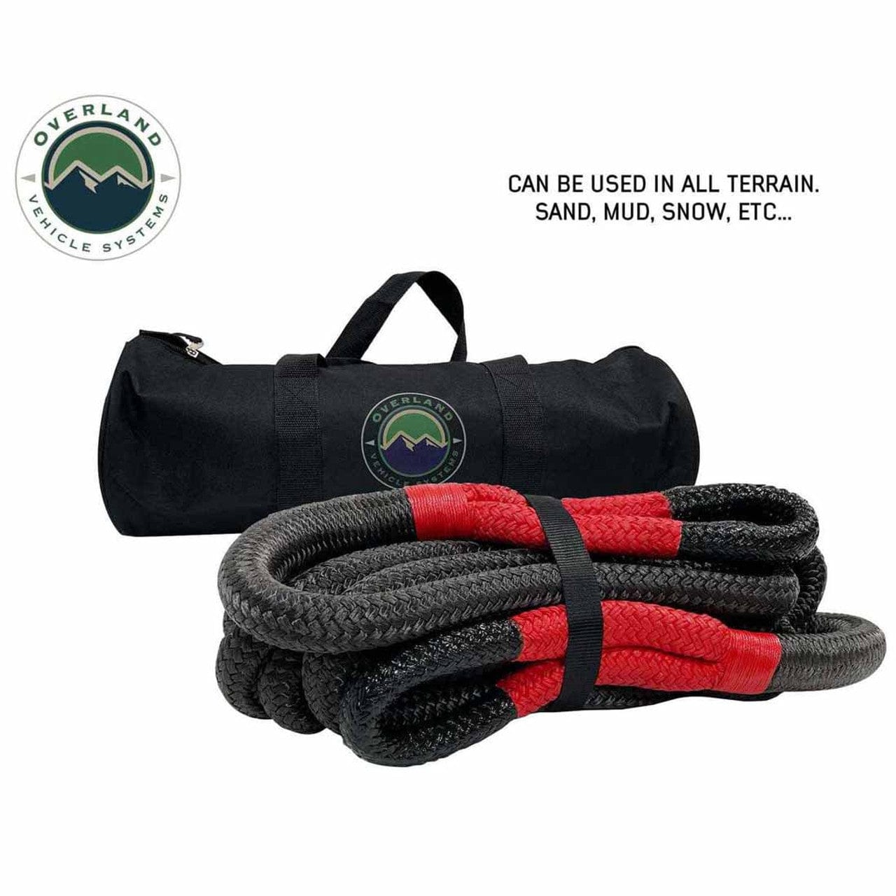 Overland Vehicle Systems Brute Kinetic Recovery Rope 7/8 Inch x 20 Foot With Storage Bag Overland Vehicle Systems