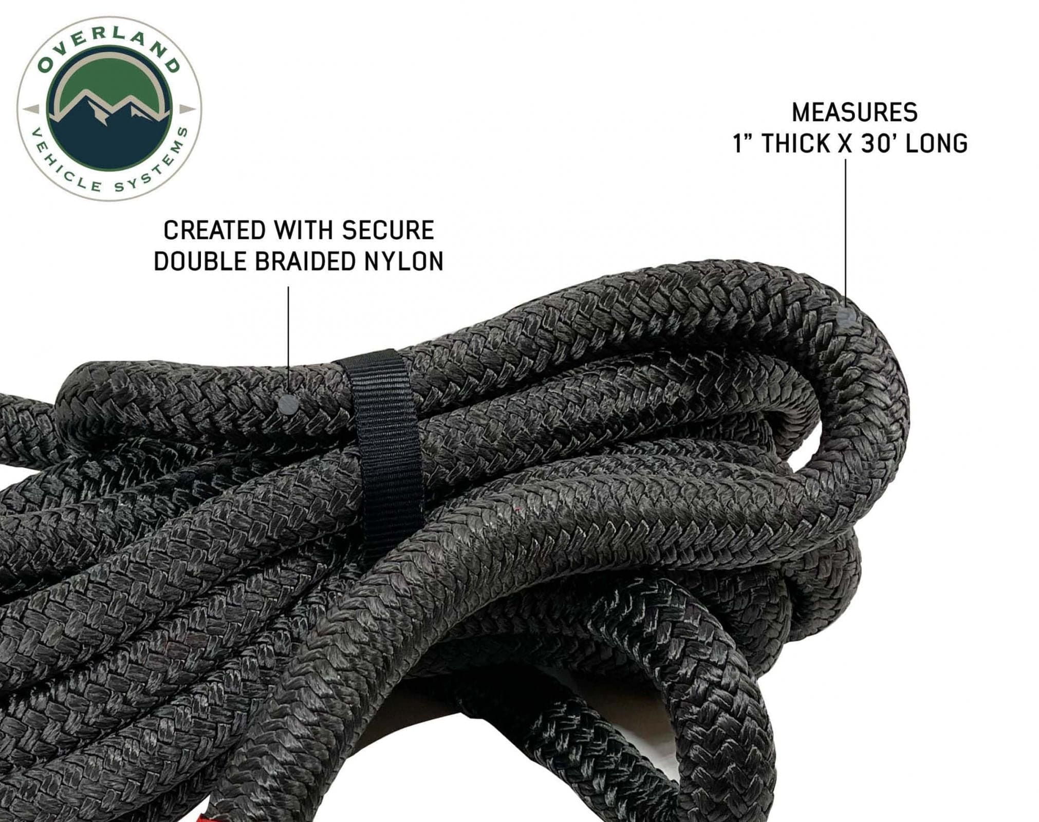 Overland Vehicle Systems Brute Kinetic Rope Recovery Strap 1 x 30 Foot 30 Percent Stretch Overland Vehicle Systems
