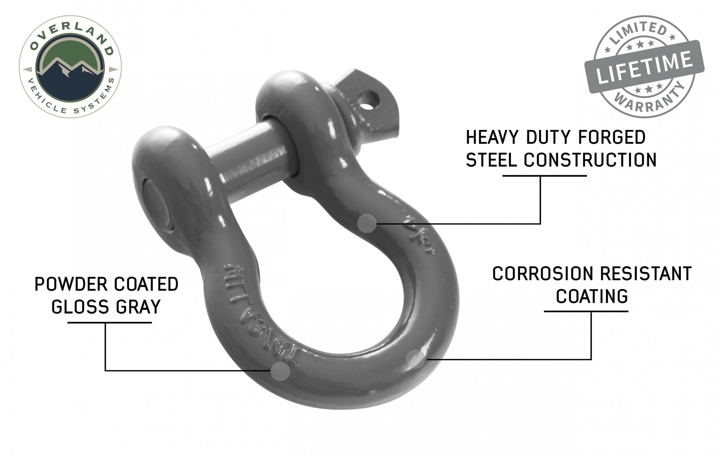 Overland Vehicle Systems Buy Overland Vehicle Systems Recovery Shackle D Ring 3/4 Inch 4.75 Ton Grey Overland Vehicle Systems