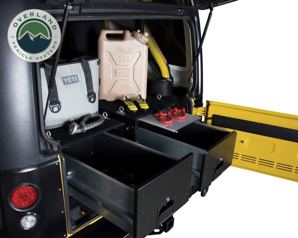 Overland Vehicle Systems Camping Cargo Box With Slide Out Drawer & Working Station Overland Vehicle Systems