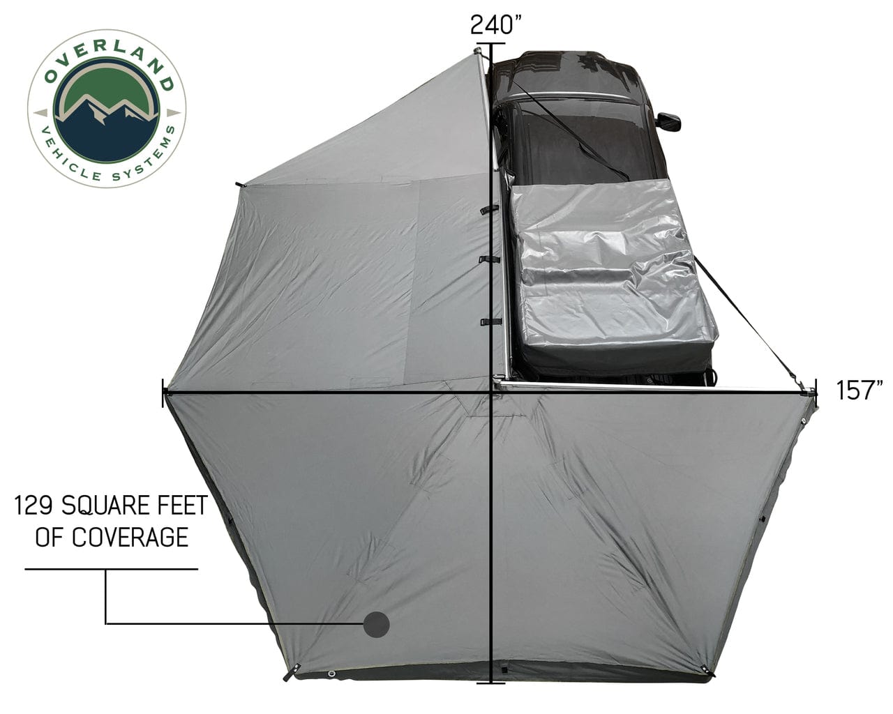 Overland Vehicle Systems Freestanding 270 Degree Awnings For Mid - High Roofline Vans Driver side Overland Vehicle Systems