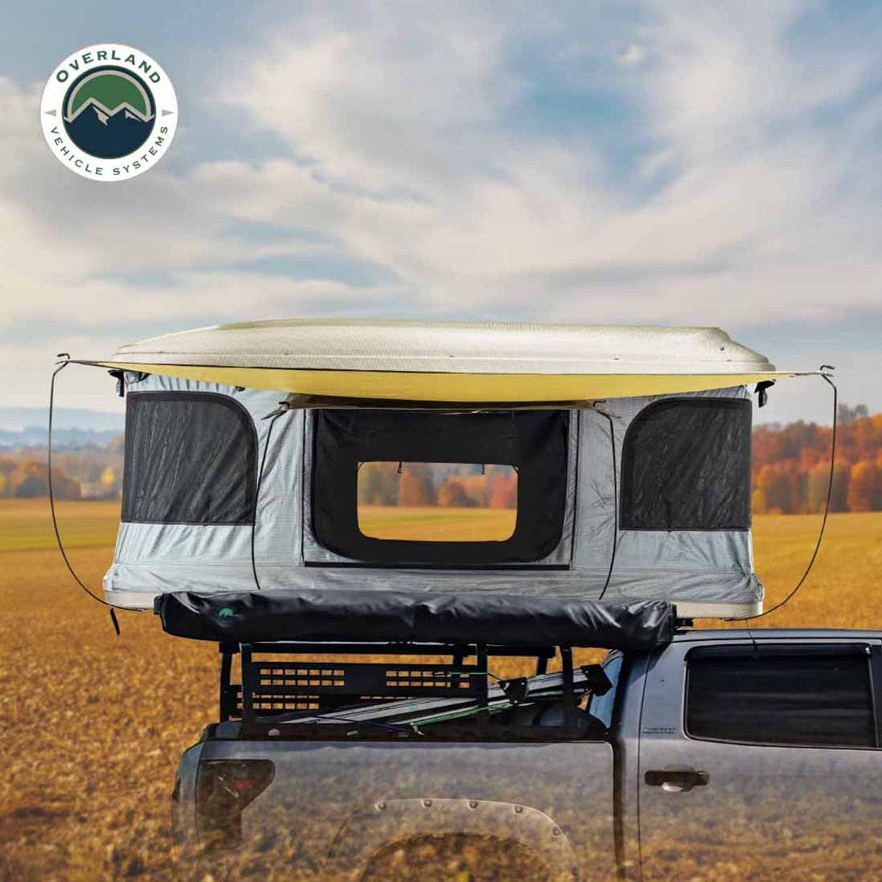 Overland Vehicle Systems HD Bundu 3 - Hard Shell Pop Up Roof Top Tent, 3 Person, Grey Body and Black Rainfly Overland Vehicle Systems