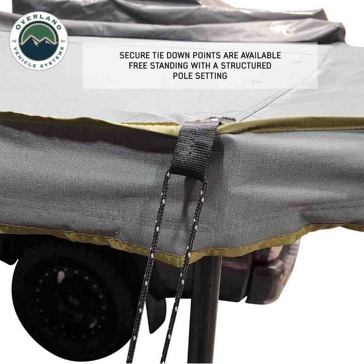 Overland Vehicle Systems HD Nomadic 180 LTE - Awning, Grey Body, Green Trim and Black Travel Cover Overland Vehicle Systems