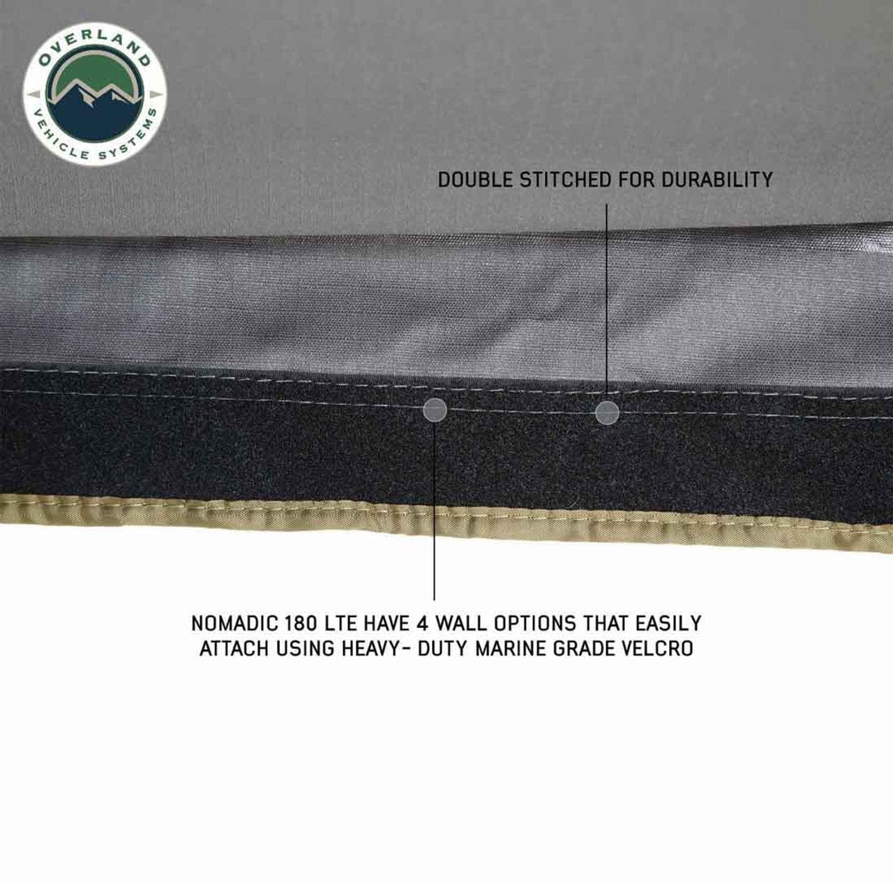 Overland Vehicle Systems HD Nomadic 180 LTE - Awning, Grey Body, Green Trim and Black Travel Cover Overland Vehicle Systems