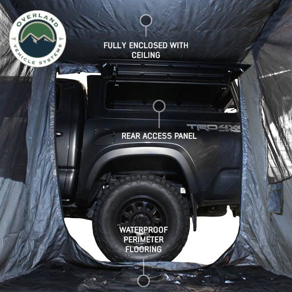 Overland Vehicle Systems HD Nomadic 2.0 Awning Room Enclosure, Grey Body, Green Trim (4 Walls and Floor) Overland Vehicle Systems