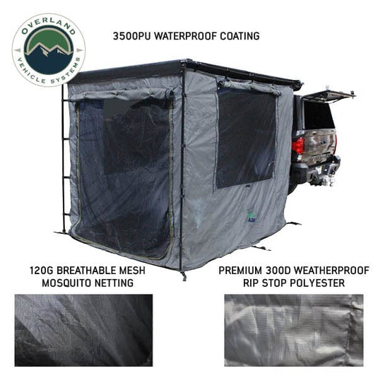 Overland Vehicle Systems HD Nomadic 2.0 Awning Room Enclosure, Grey Body, Green Trim (4 Walls and Floor) Overland Vehicle Systems