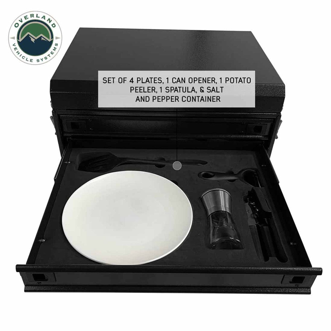 Overland Vehicle Systems Kitchen Kit - 39 Piece Utensil, Aluminum Storage Box With Custom Cut Foam Overland Vehicle Systems