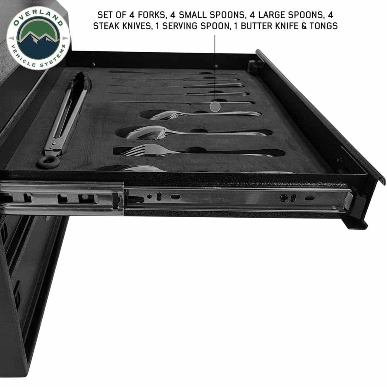 Overland Vehicle Systems Kitchen Kit - 39 Piece Utensil, Aluminum Storage Box With Custom Cut Foam Overland Vehicle Systems