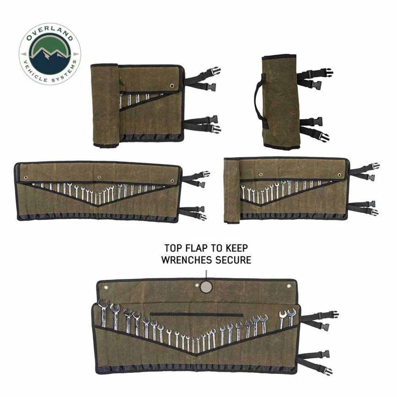 Overland Vehicle Systems Large Wrench Tool Roll (24 Slot) Number 16 Waxed Canvas Overland Vehicle Systems