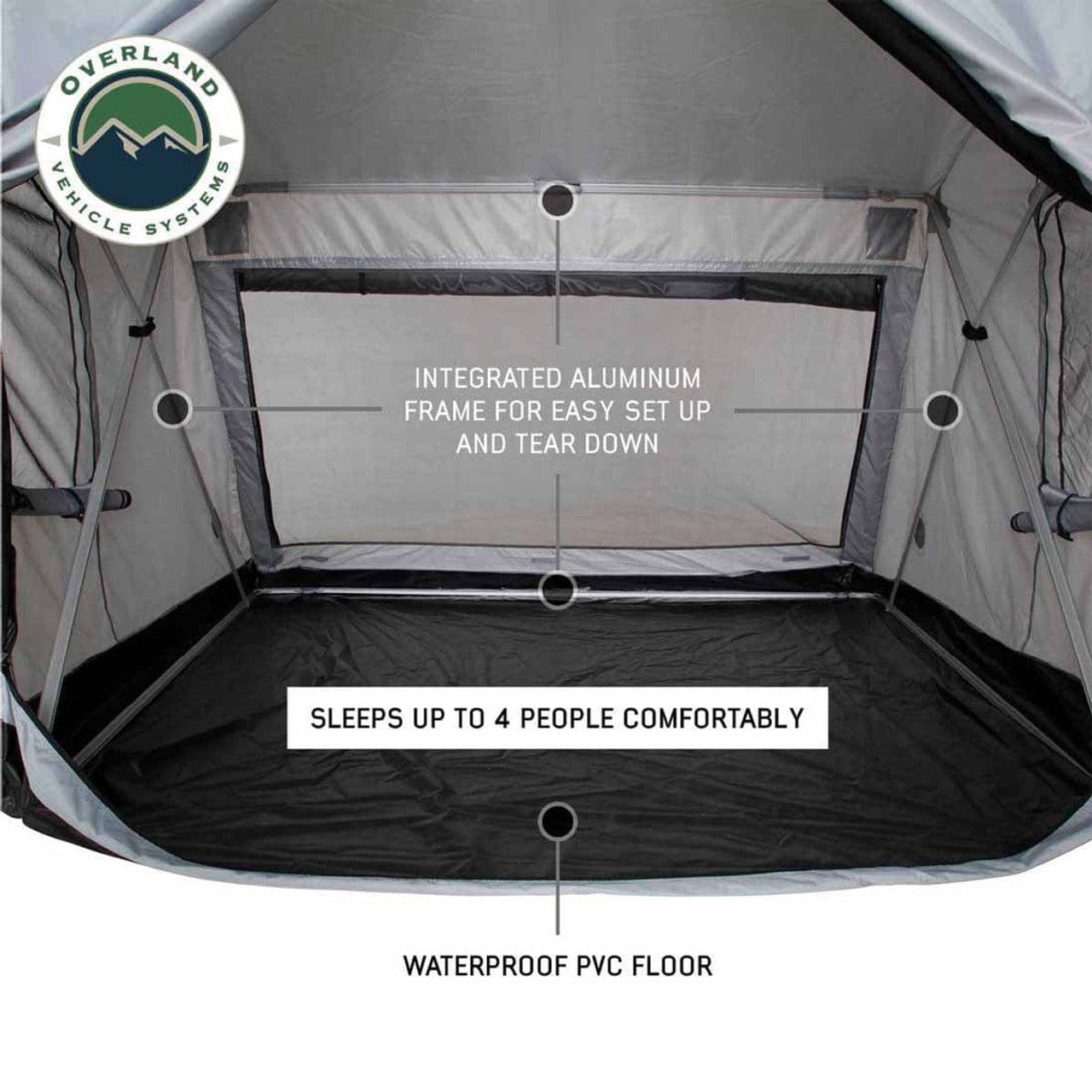Overland Vehicle Systems LD P.S.T. - Portable Safari Ground Tent Large, Grey Body and Grey Trim Overland Vehicle Systems