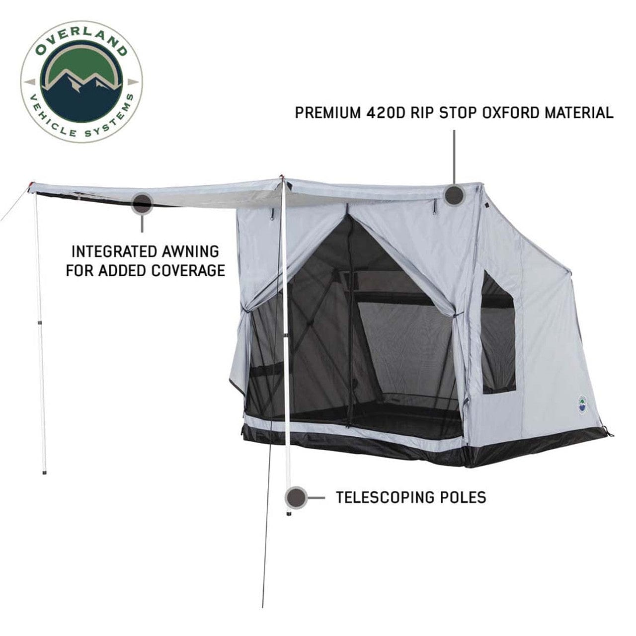 Overland Vehicle Systems LD P.S.T. - Portable Safari Ground Tent Large, Grey Body and Grey Trim Overland Vehicle Systems