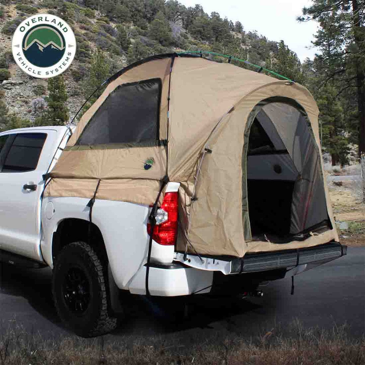Overland Vehicle Systems LD TACT - Bed Tent Full Size 6.5 Foot, Tan Body and Green Rainfly Overland Vehicle Systems