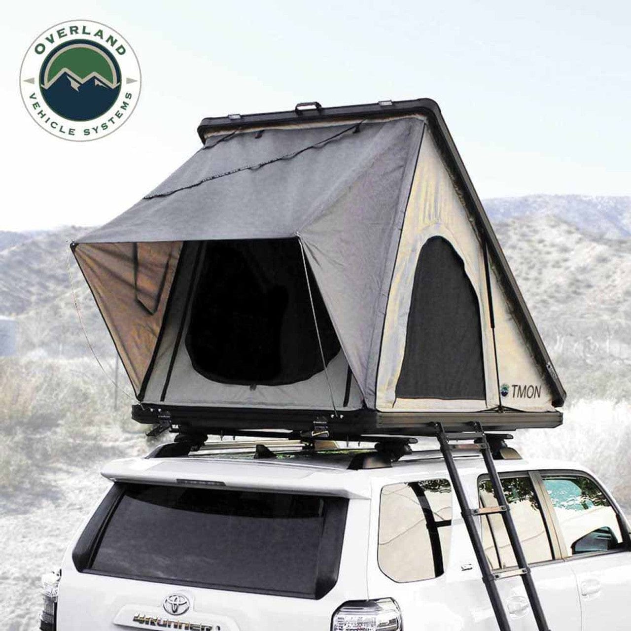 Overland Vehicle Systems LD TMON Clamshell Aluminum Hard Shell Roof Top Tent Overland Vehicle Systems