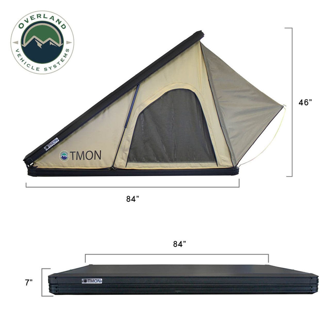 Overland Vehicle Systems LD TMON Clamshell Aluminum Hard Shell Roof Top Tent Overland Vehicle Systems