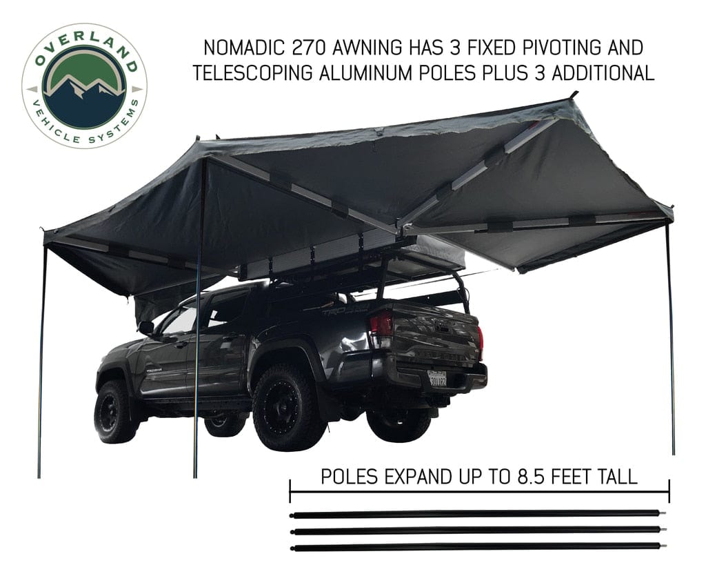 Overland Vehicle Systems Nomadic Awning 270 Degree - Driver Side Dark Gray Overland Vehicle Systems