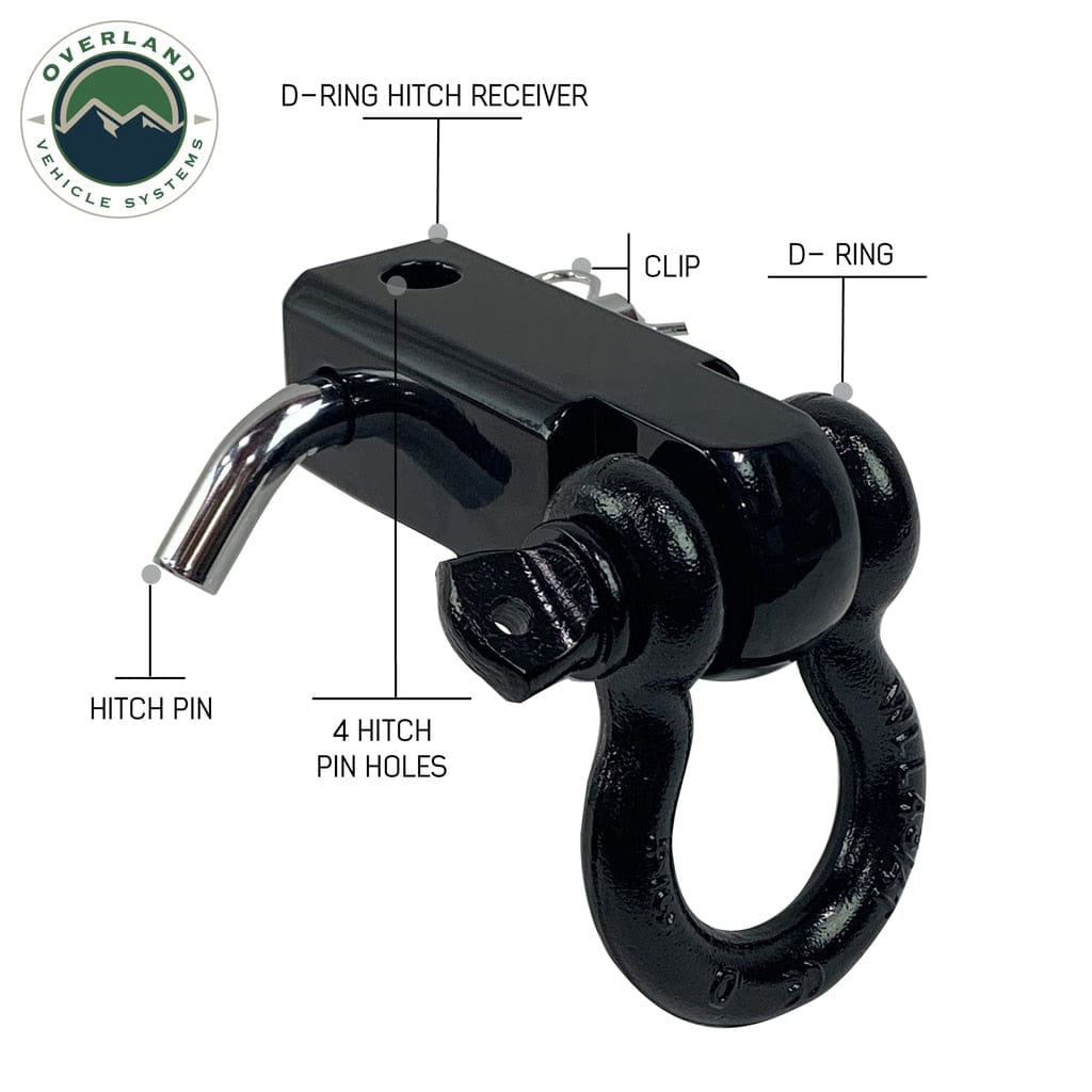 Overland Vehicle Systems Receiver Hitch D-Ring Receiver Mount Recovery Shackle Overland Vehicle Systems