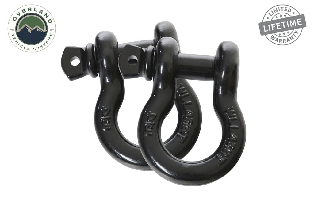 Overland Vehicle Systems Recovery Shackle 19010201 3/4 4.75 Ton Black Sold In Pairs Overland Vehicle Systems
