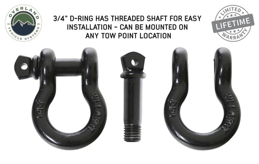 Overland Vehicle Systems Recovery Shackle 19019901 3/4 4.75 Ton Black Overland Vehicle Systems