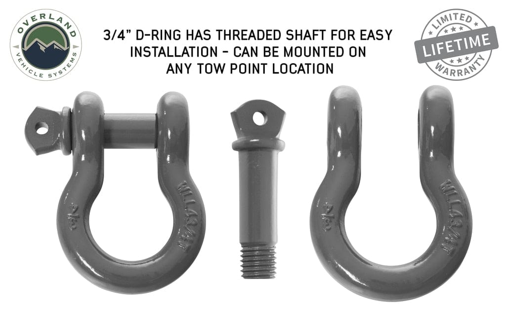 Overland Vehicle Systems Recovery Shackle 3/4 Inch 4.75 Ton - Gray Universal Overland Vehicle Systems
