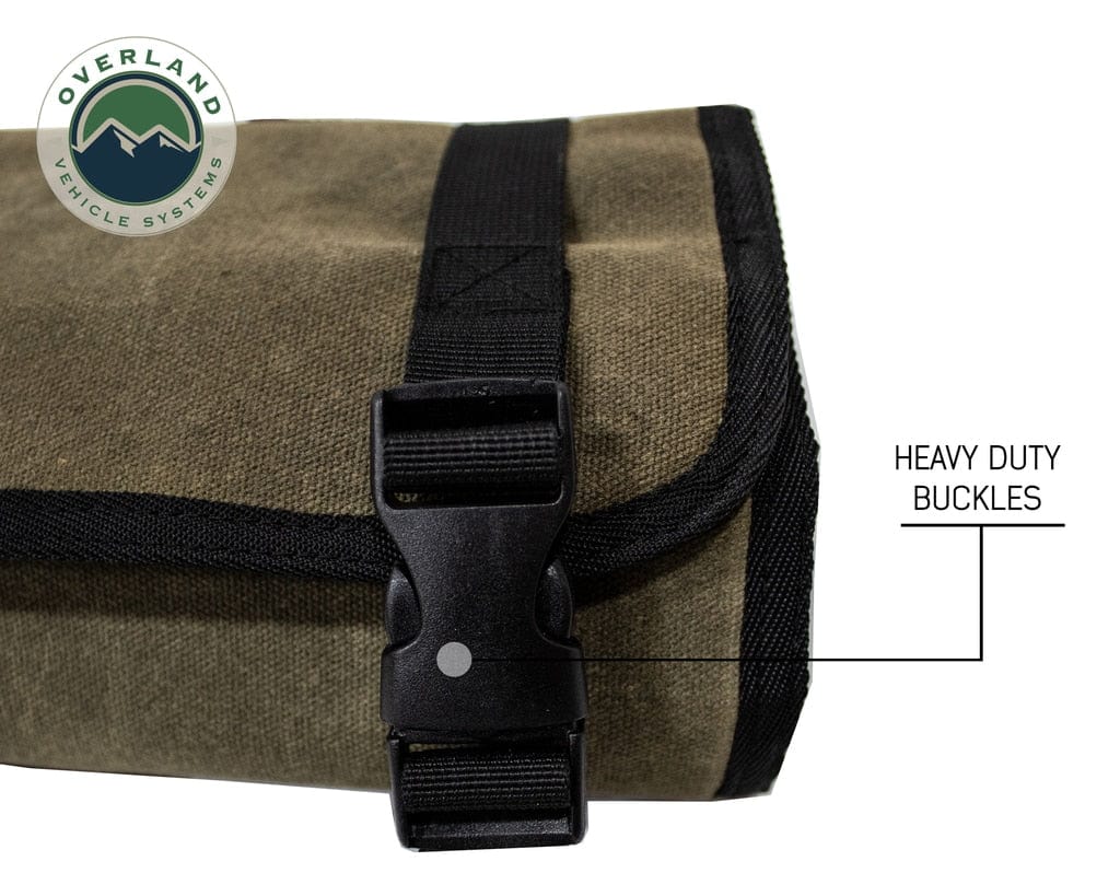 Overland Vehicle Systems Rolled Bag First Aid - Waxed Canvas First Aid Bag for Car Overland Vehicle Systems