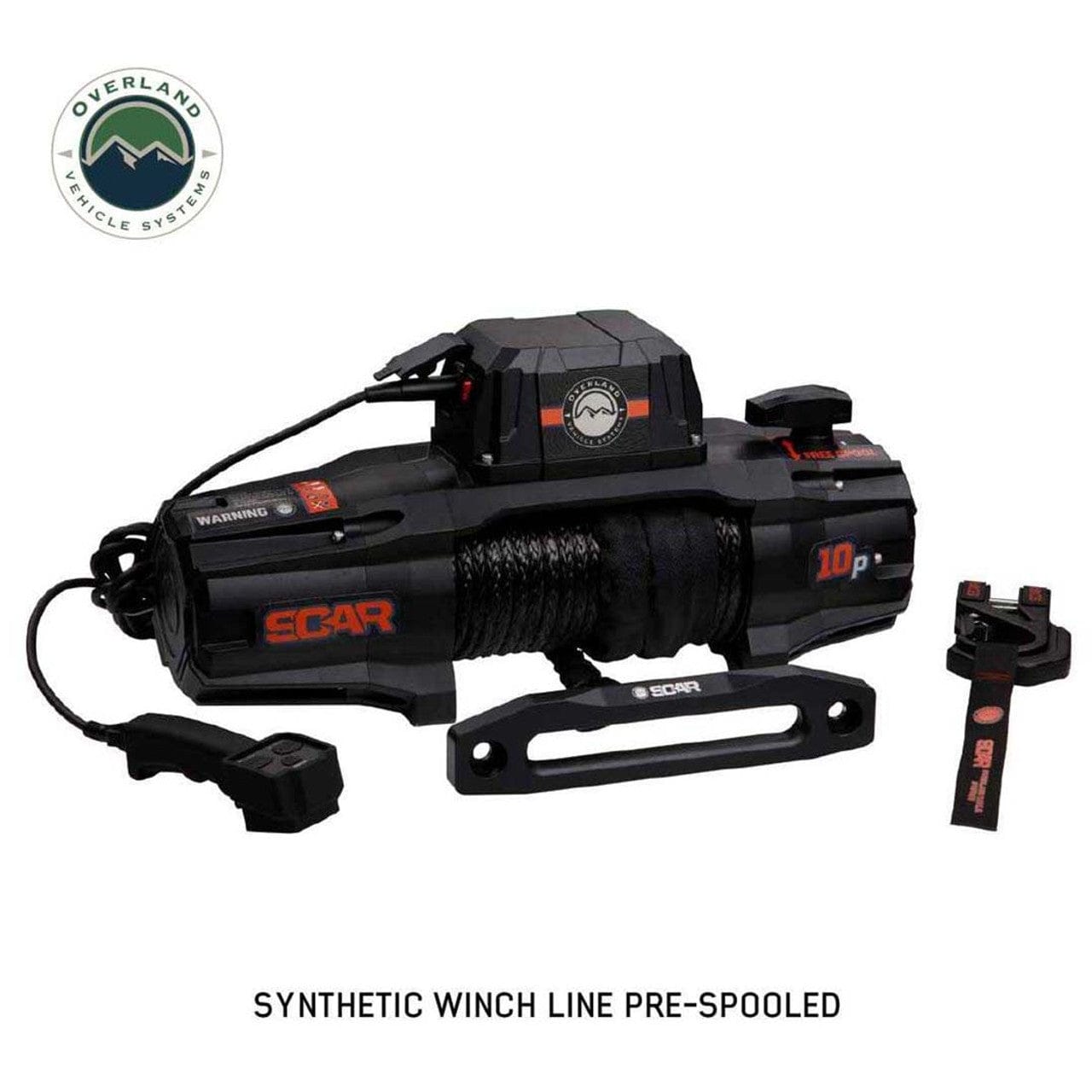 Overland Vehicle Systems SCAR 10P - 10,000 lb. Winch With Synthetic Rope and Wireless Remote Overland Vehicle Systems