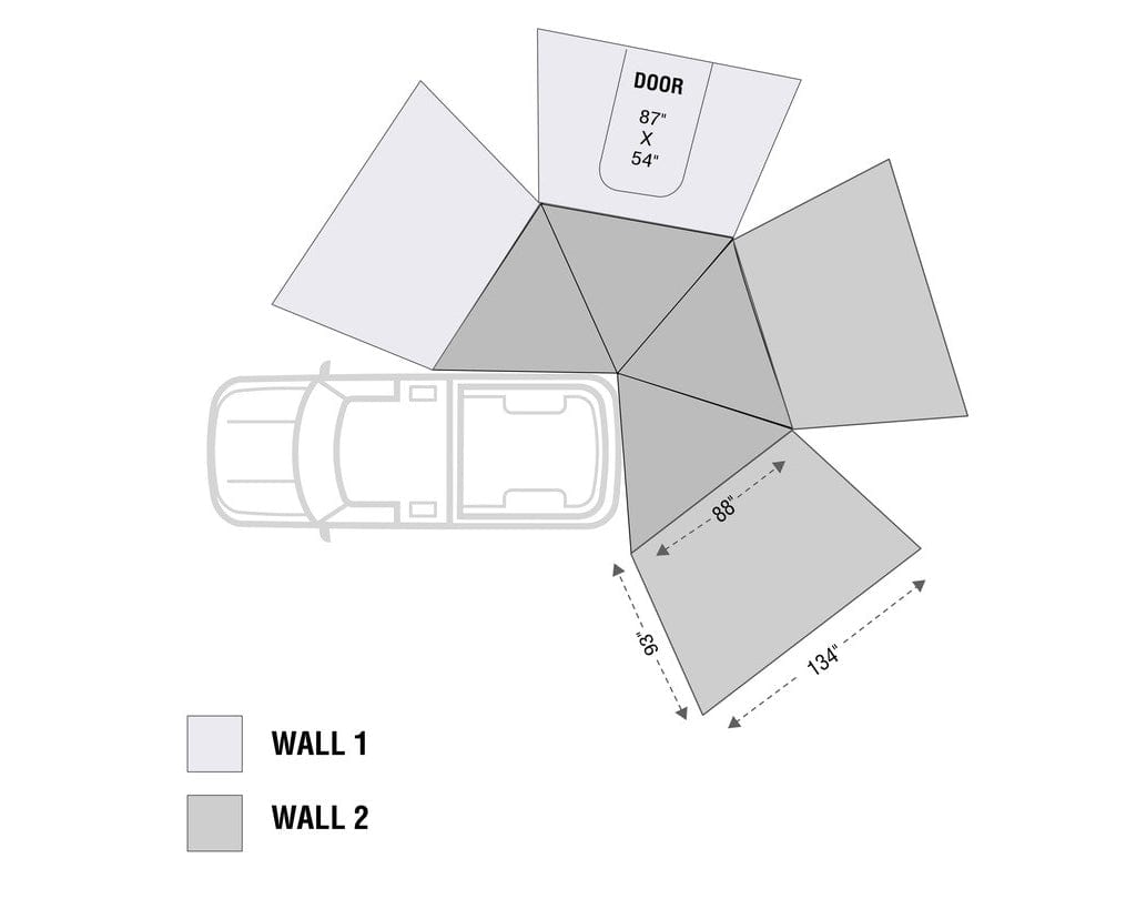 Overland Vehicle Systems Shop Overland Vehicle Systems Freestanding 270LT Awnings W/ Walls Passenger Overland Vehicle Systems